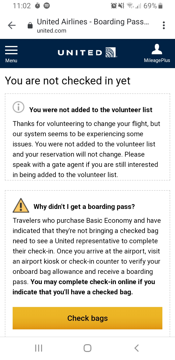 TIL You're not allowed to checkin online unless you pay 30 for a