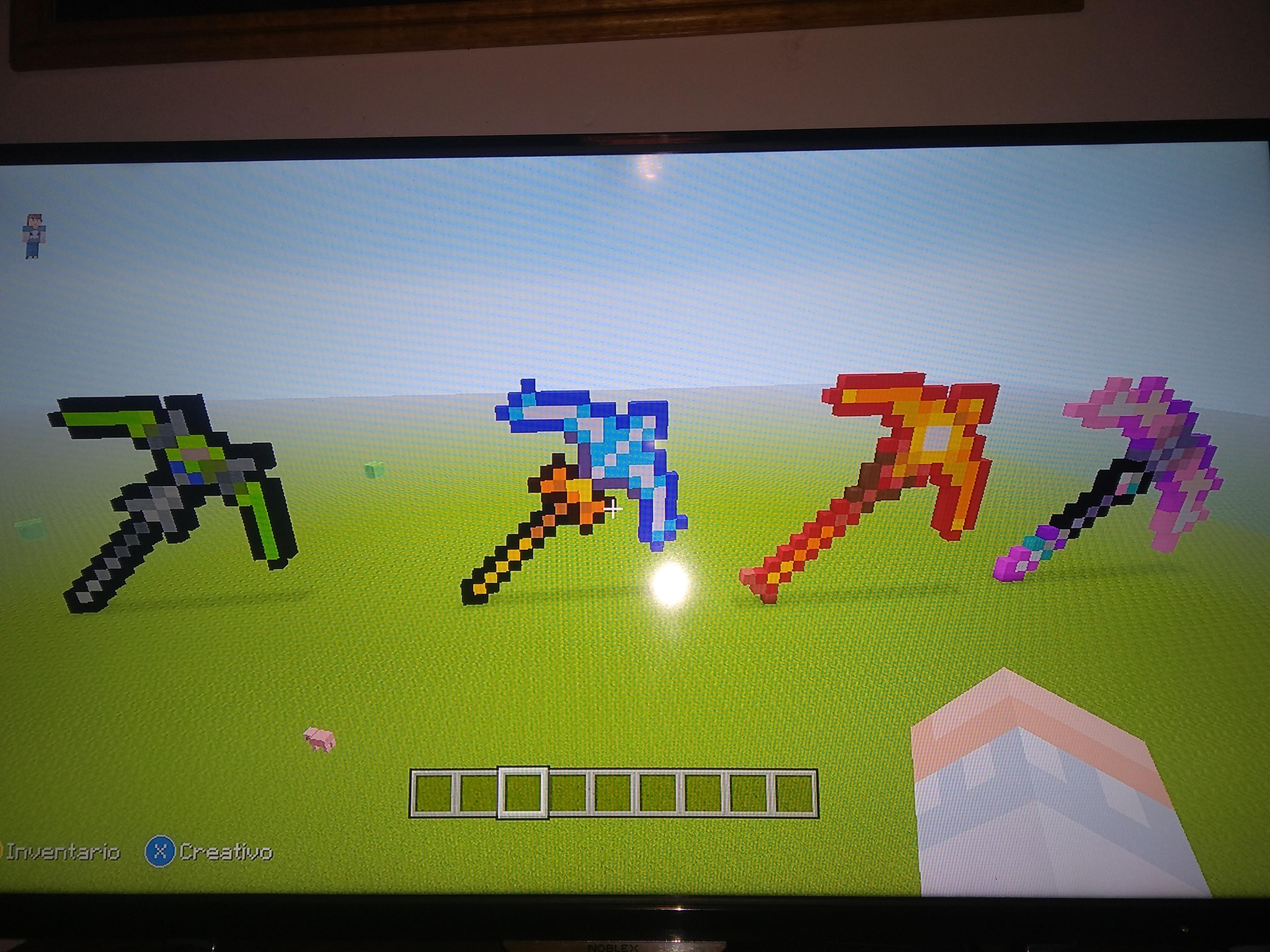 I made some endgame pickaxes in minecraft, since there can be terraria