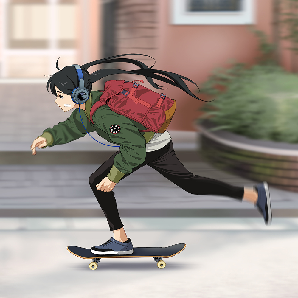Skateboarding to school [Original] r/AnimeTomboys