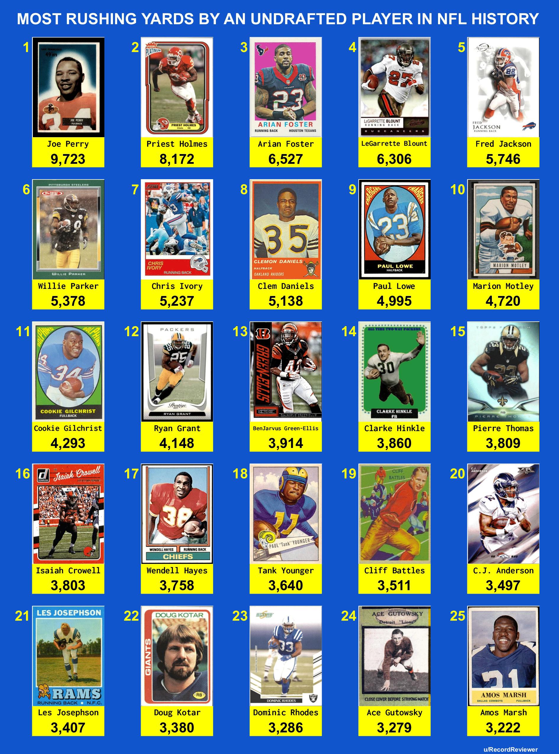 Most Rushing Yards By An Undrafted Player In NFL History r/nfl