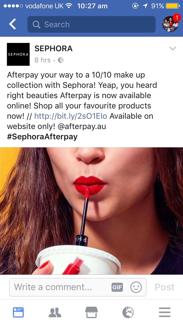 Sephora have finally introduced Afterpay r/AustralianMakeup