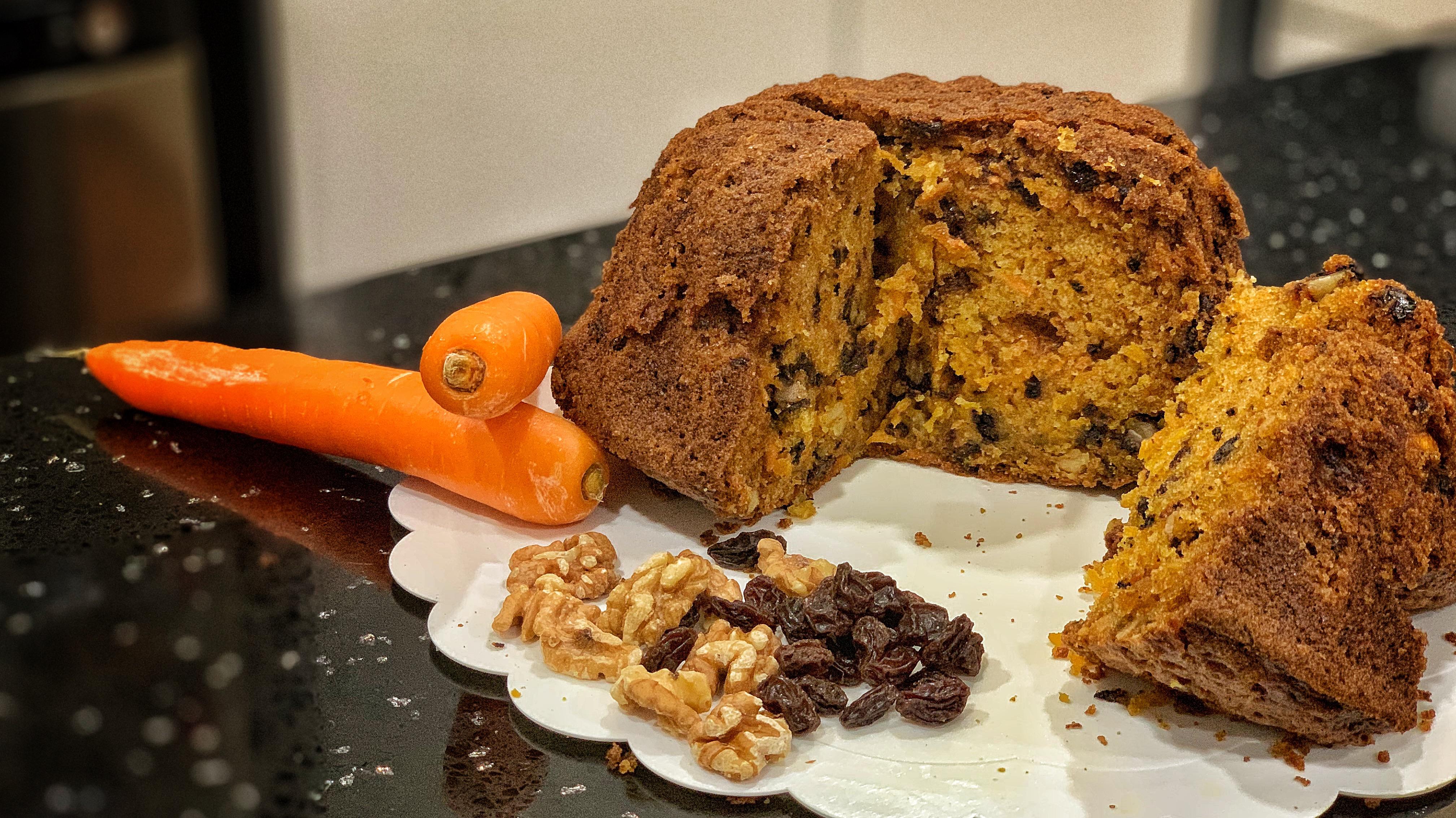 Healthy Walnut Carrot Cake with Raisin. Simple and delicious. r/BakingNoobs
