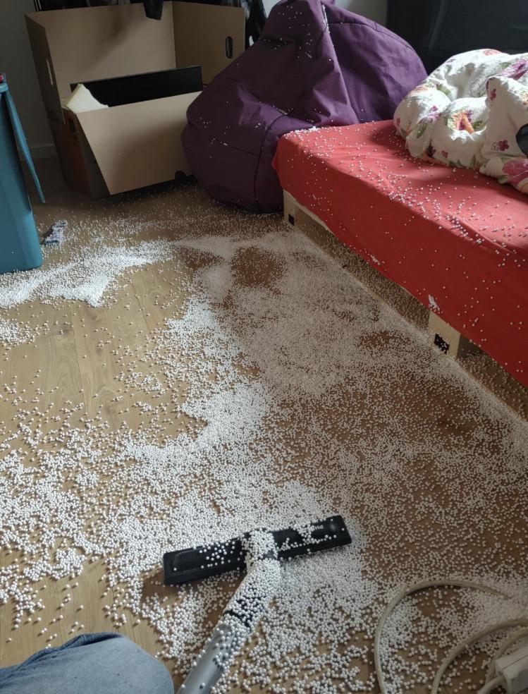 What do I do? My bean bag popped. Any ideas how I clean them up