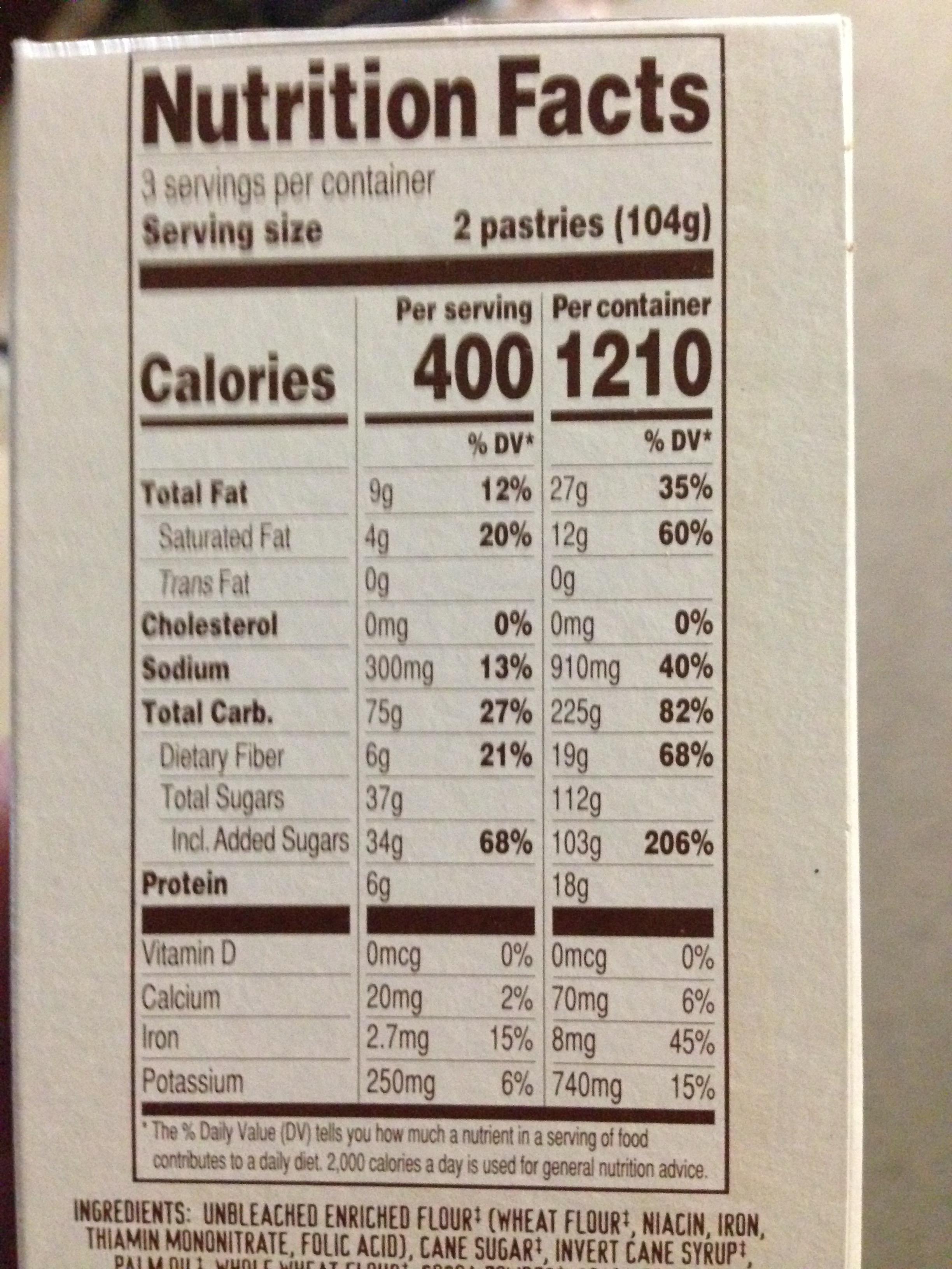 The nutrition facts on these Trader Joe's poptarts have an option for