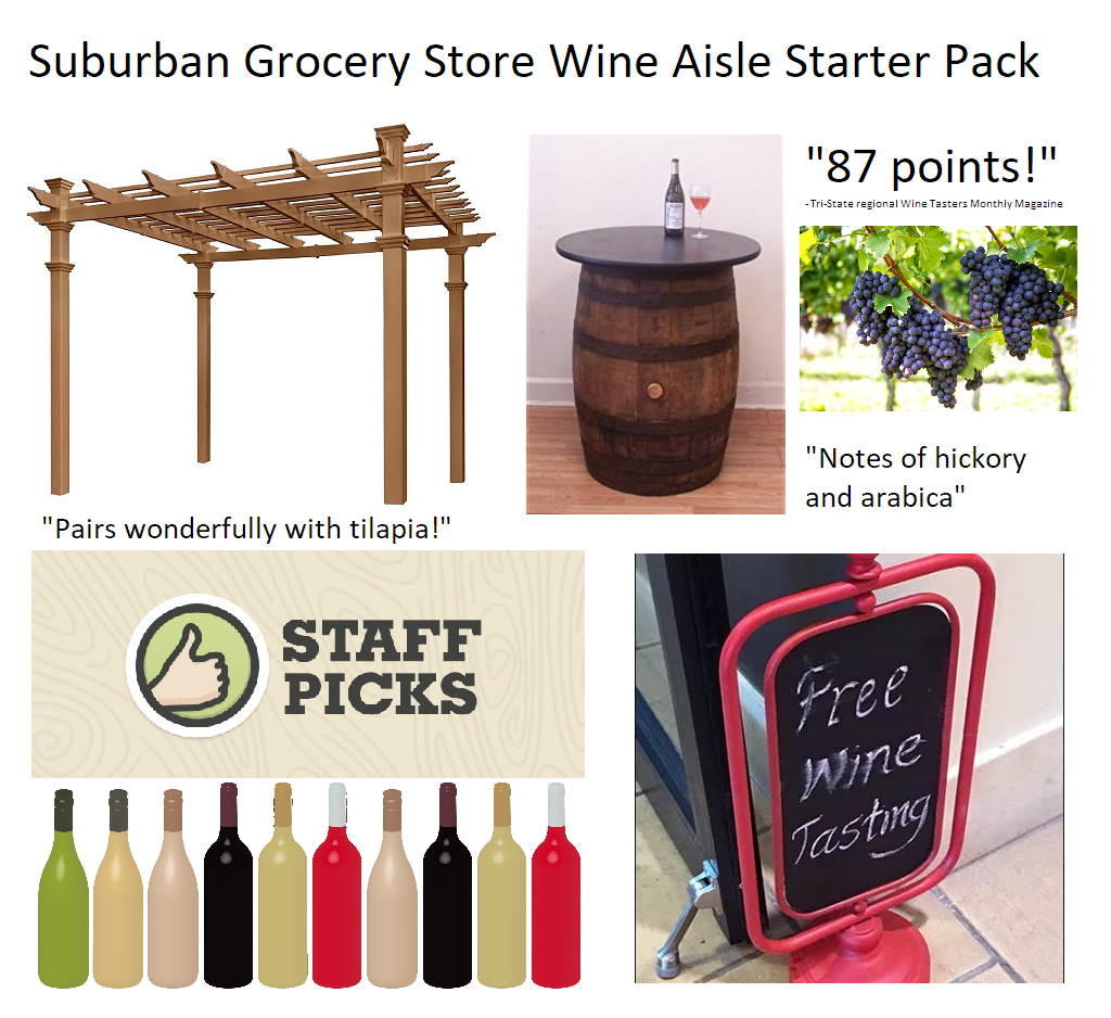 Suburban Grocery Store Wine Aisle Starter Pack r/starterpacks