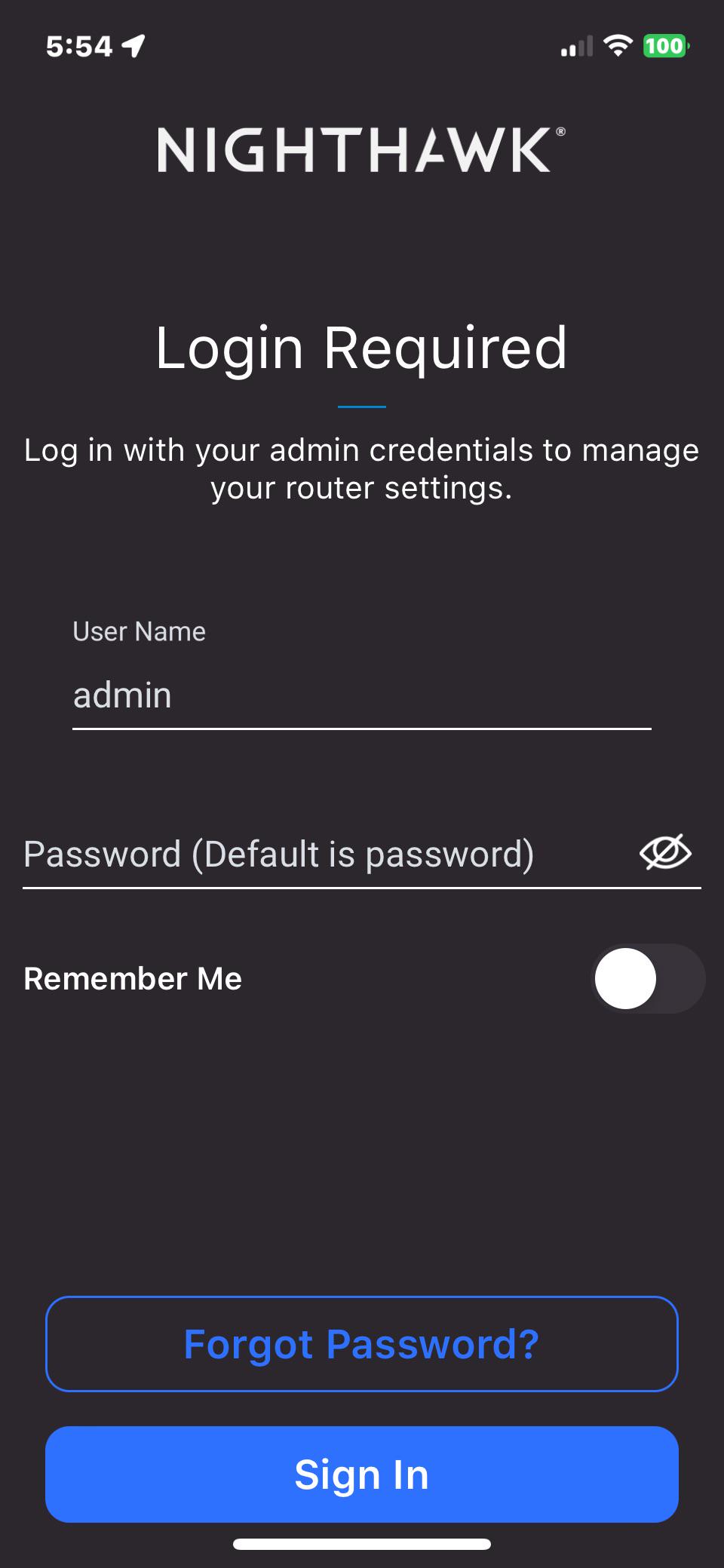 New ios nighthawk app wont let me login