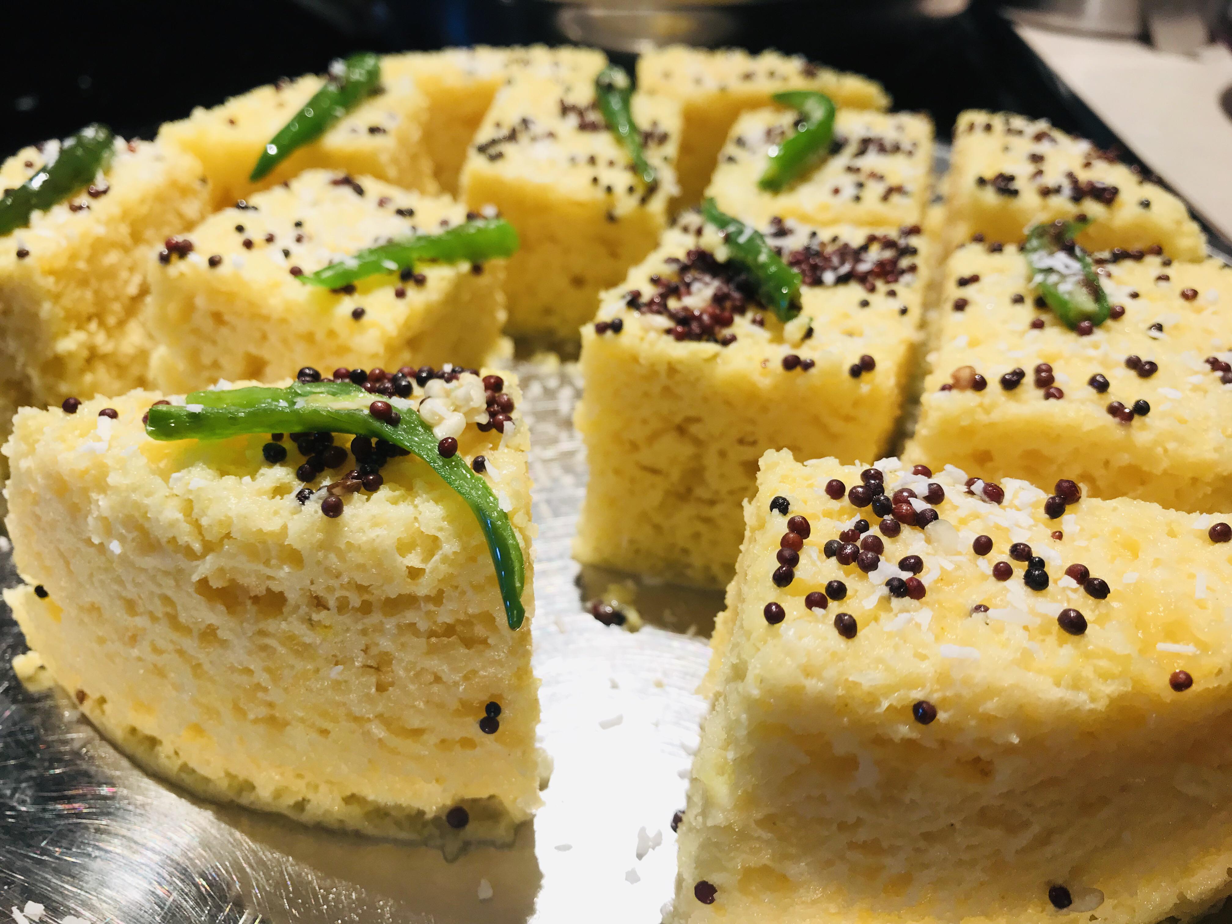 DHOKLA..( A steamed chickpea flour cake)..I know it's clear from the