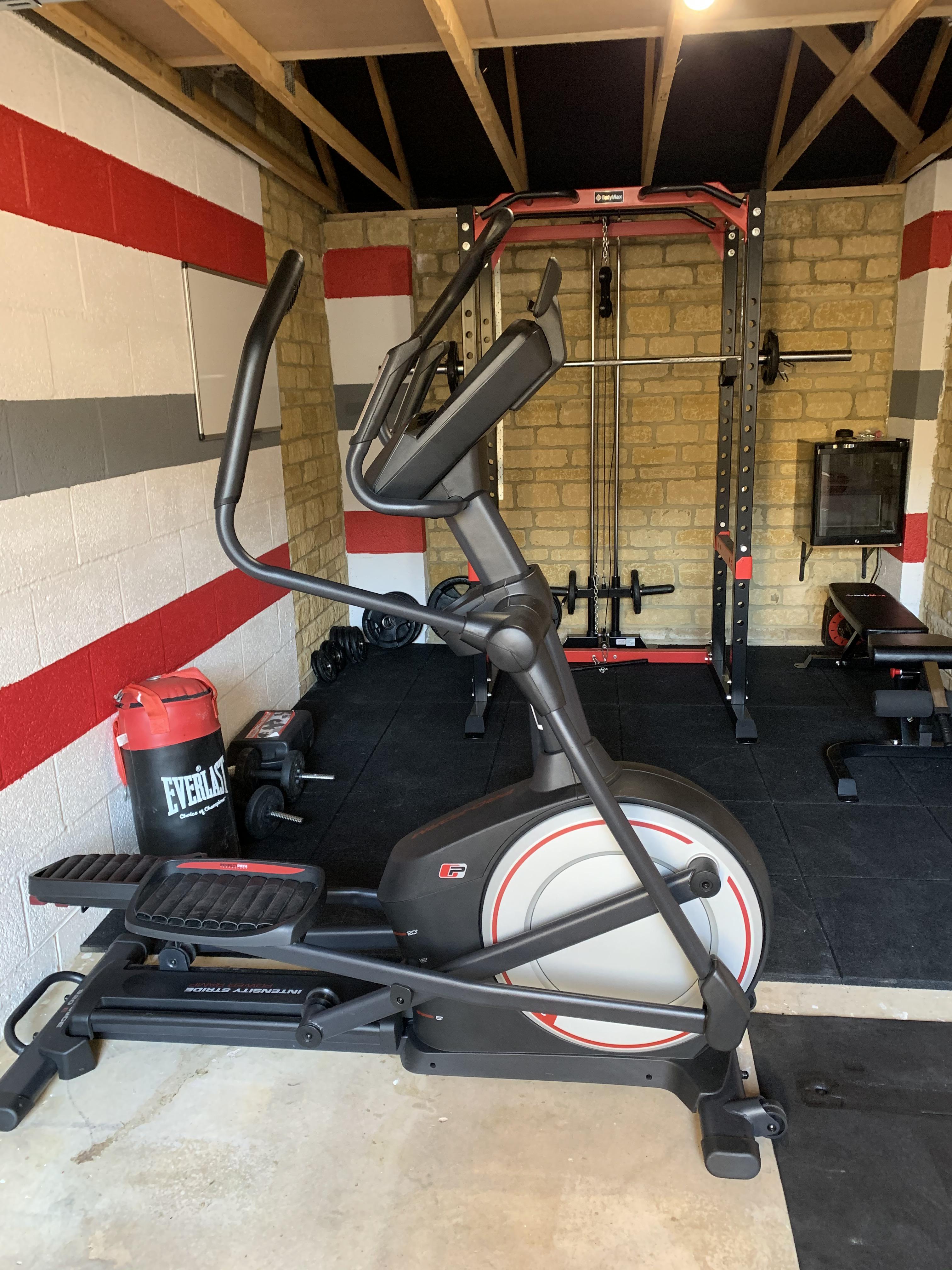 The garage gym is taking shape! A Peloton bike arrives in two weeks