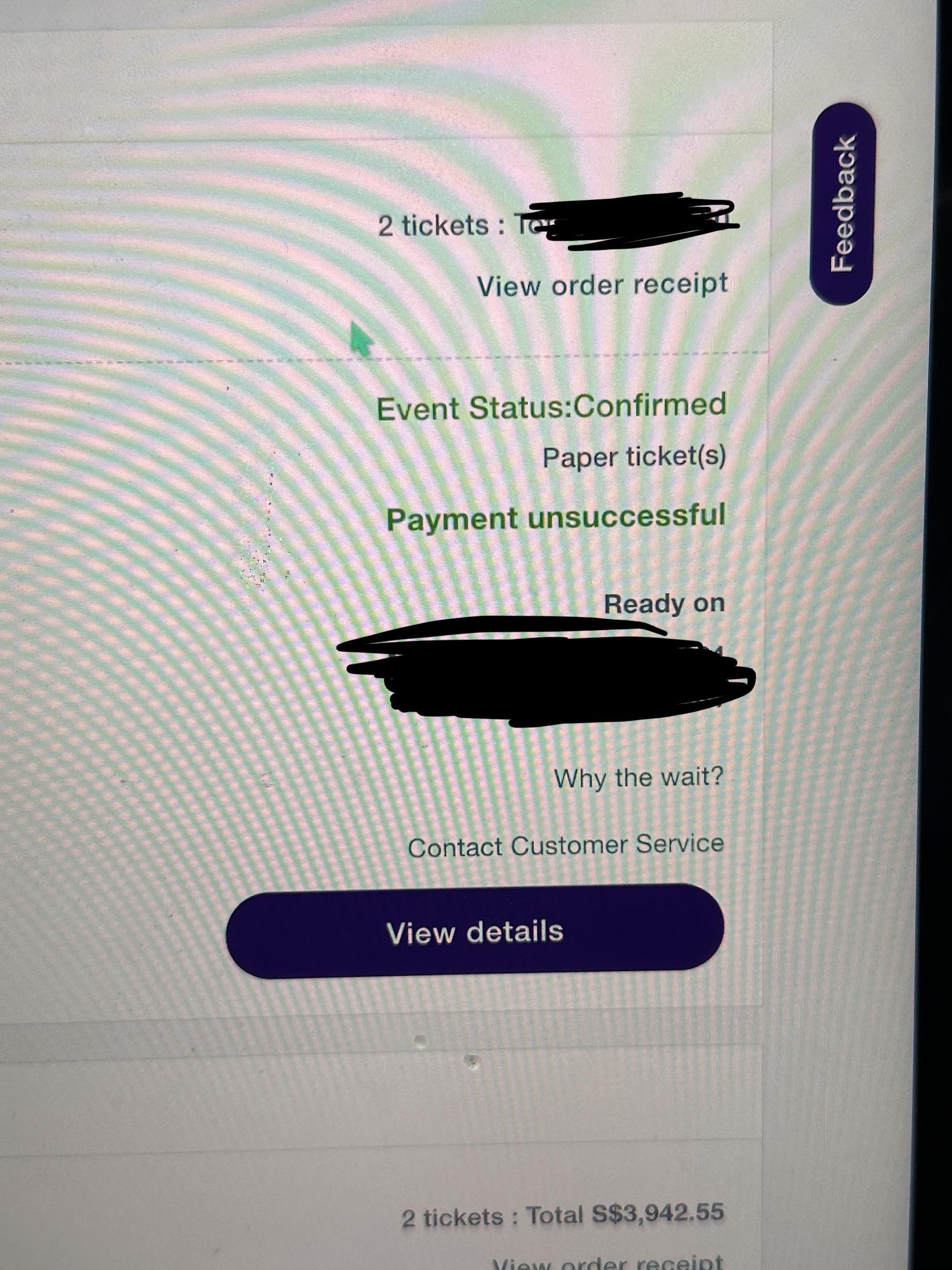 What does payment unsuccessful mean in StubHub. It is already in my
