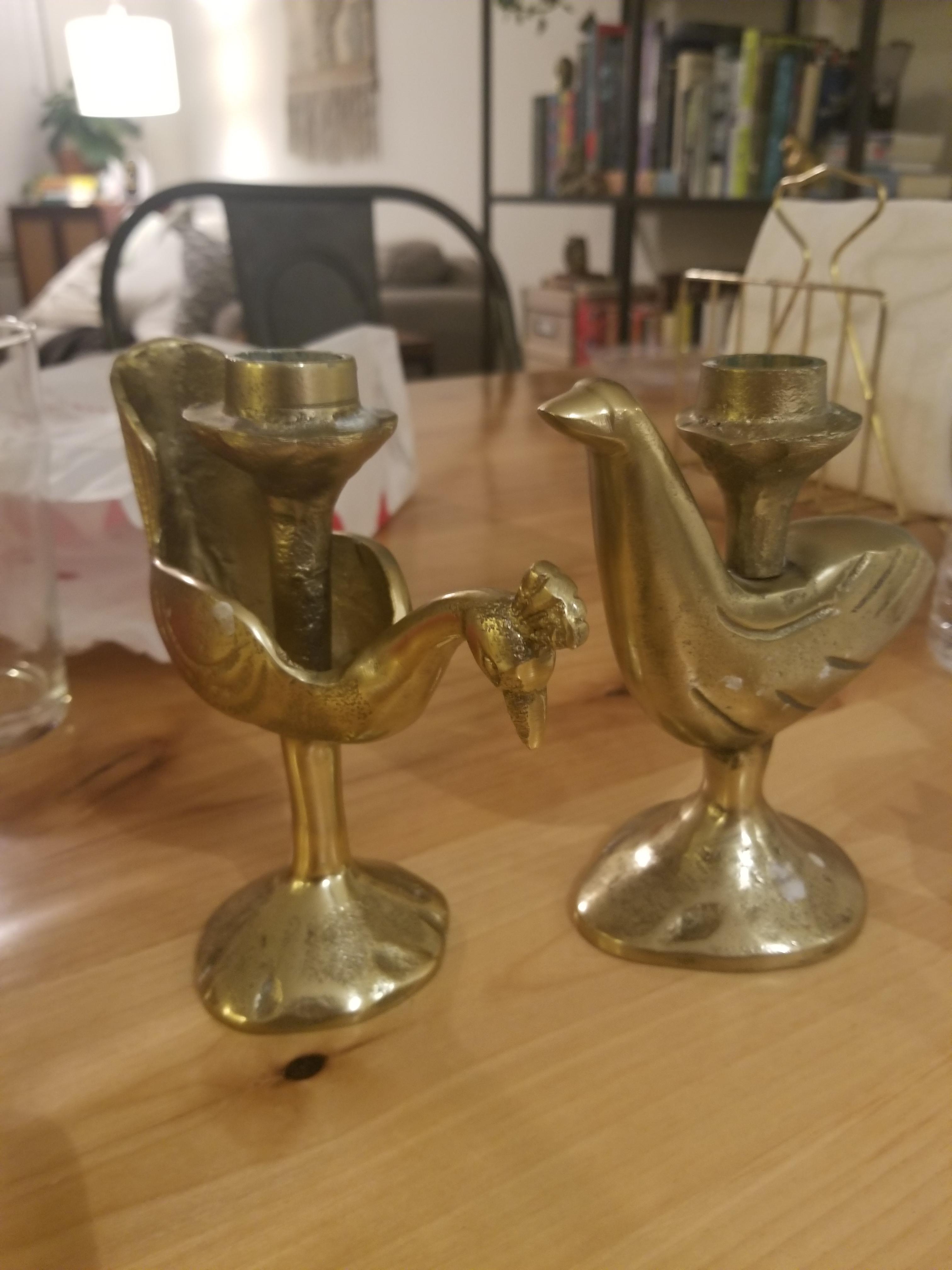 Two brass bird candle holders for 8. Love em! r/ThriftStoreHauls