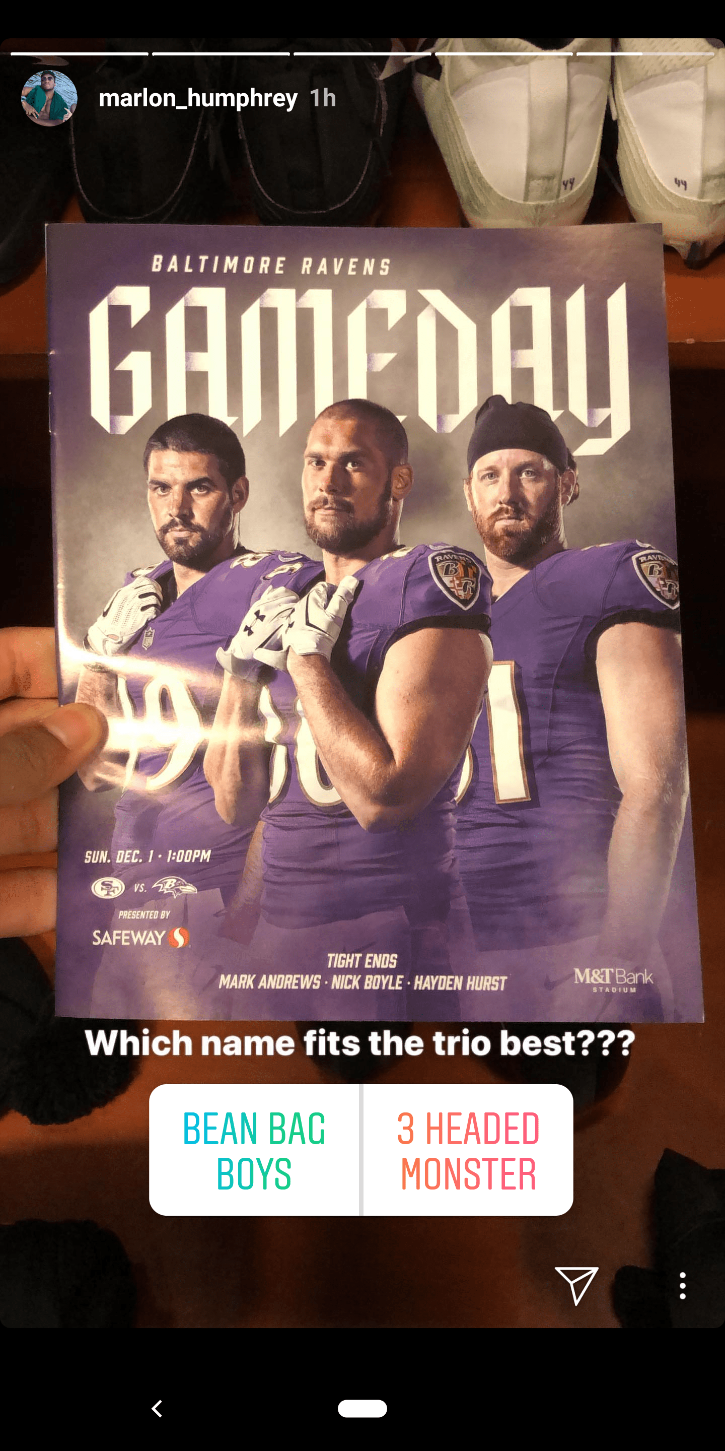 From now on they shall be referred to as the bean bag boys. r/ravens