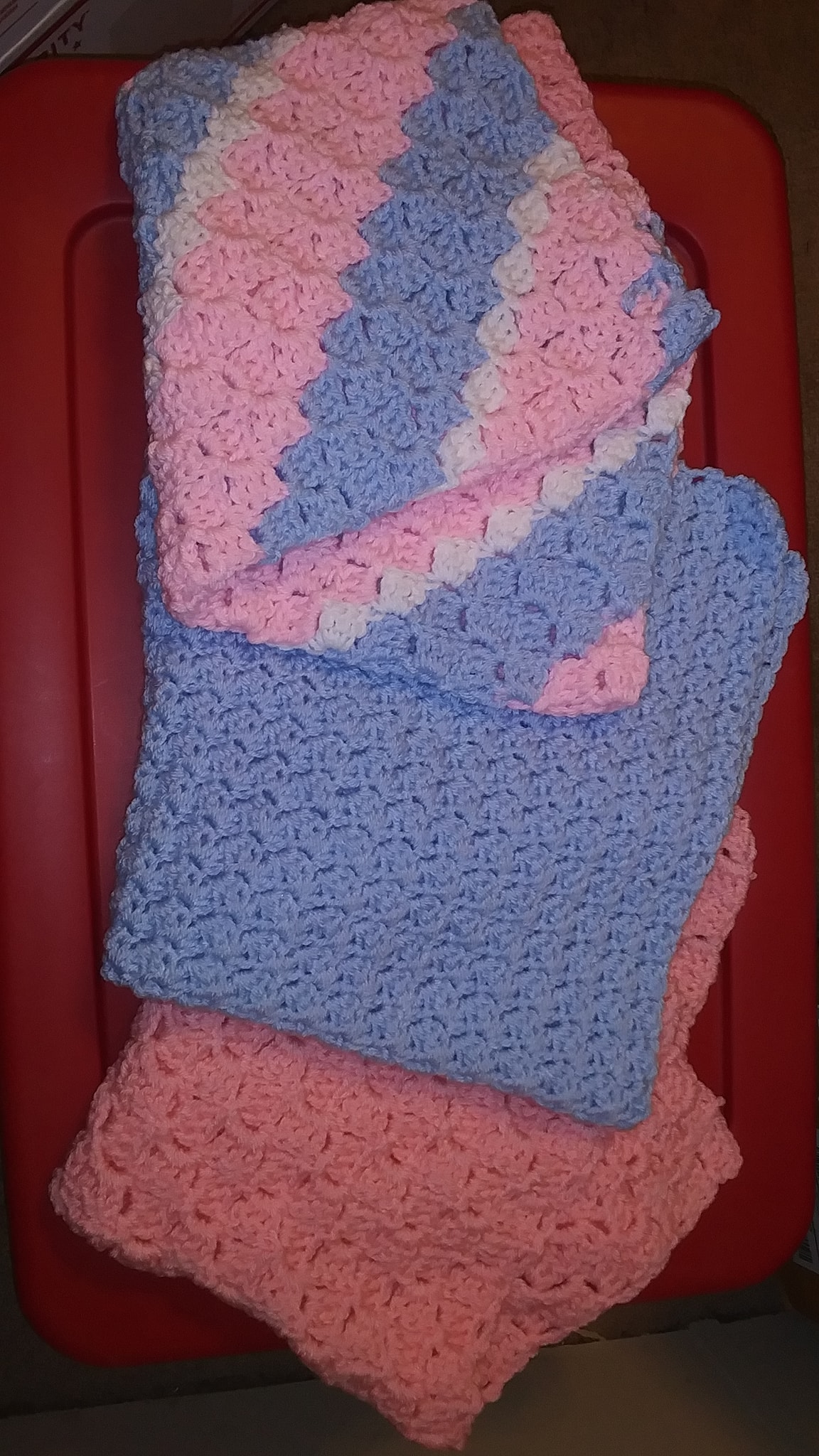 I've got my first shipment of crocheted baby blankets to Rachel's Gift