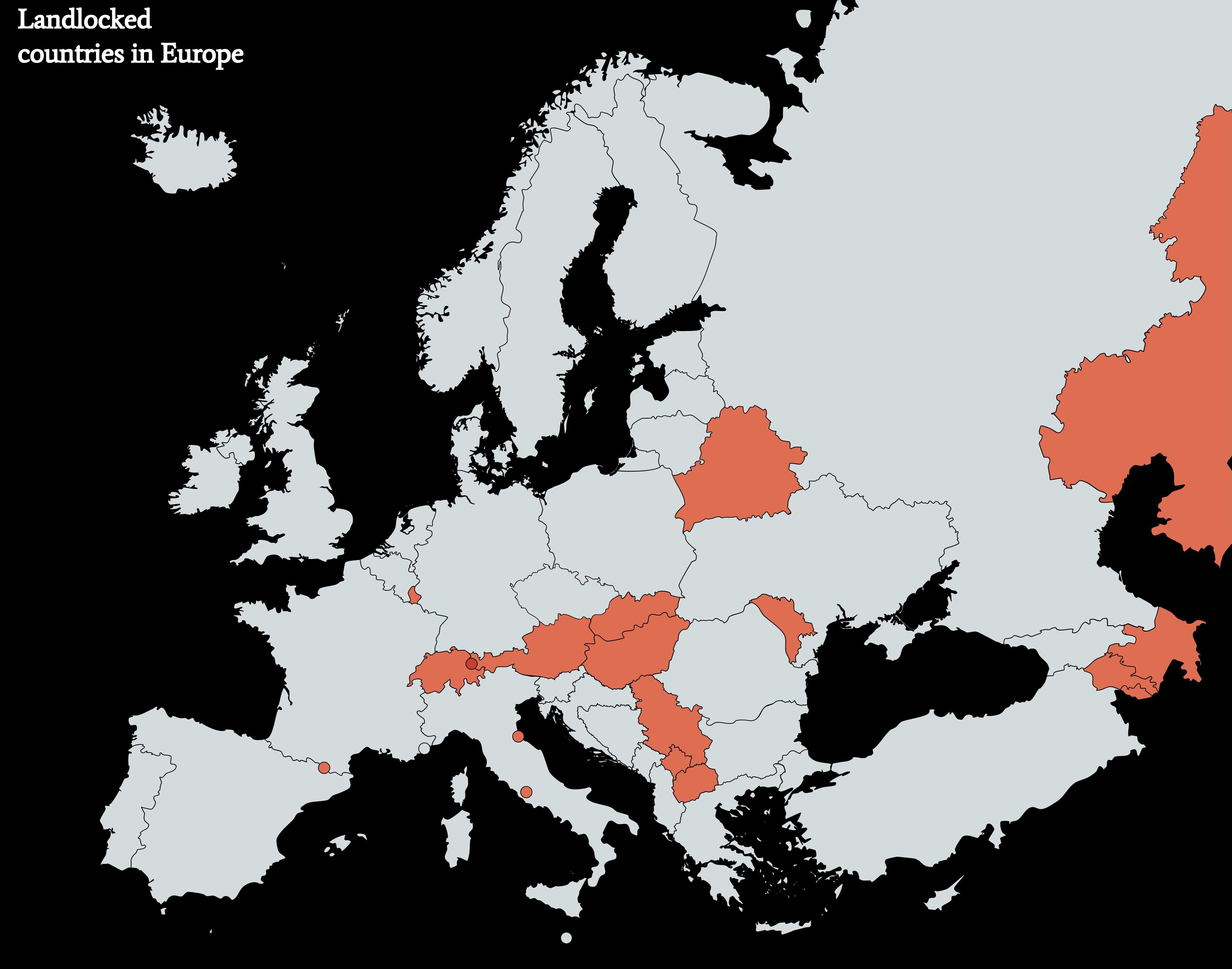 Map of landlocked countries in Europe r/mapporncirclejerk