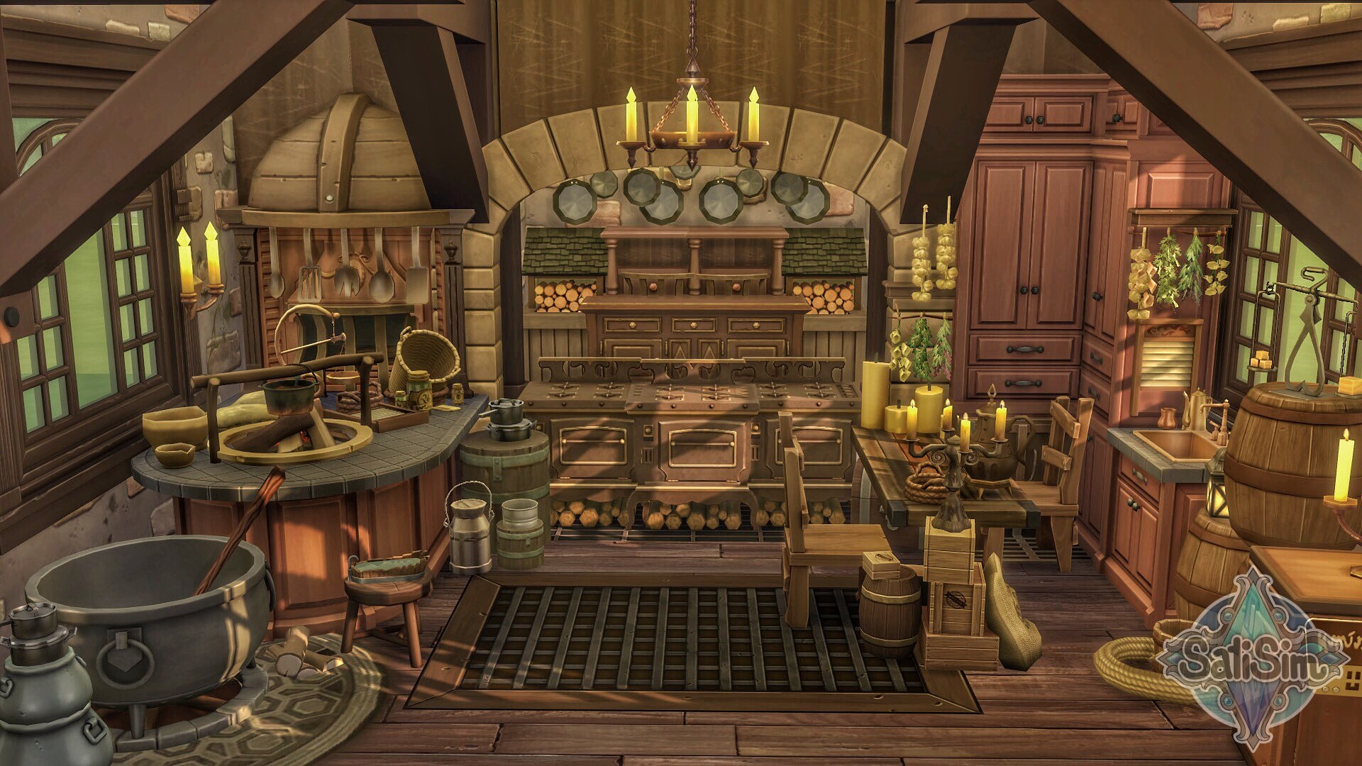I made a fully functional Medieval styled kitchen without CC! Hope you