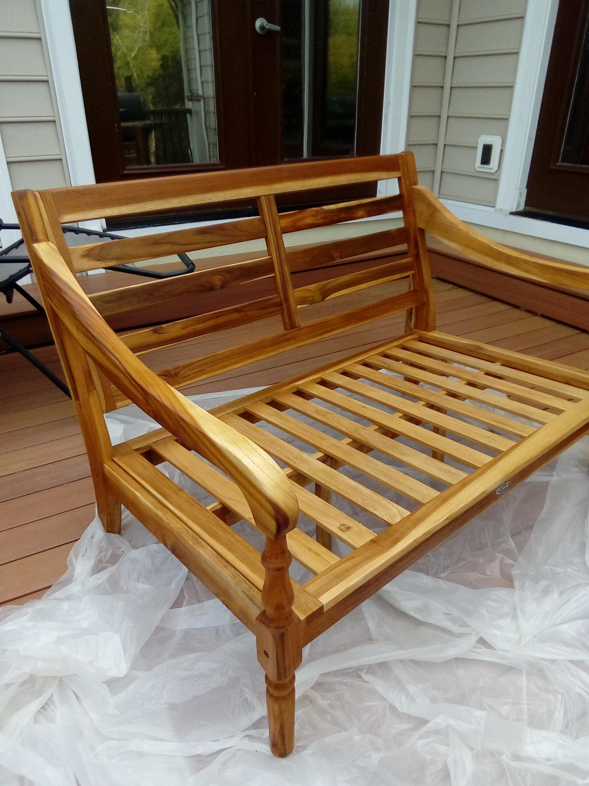 First time using teak oil . Teak outdoor furniture bought from a big box store. Am happy with