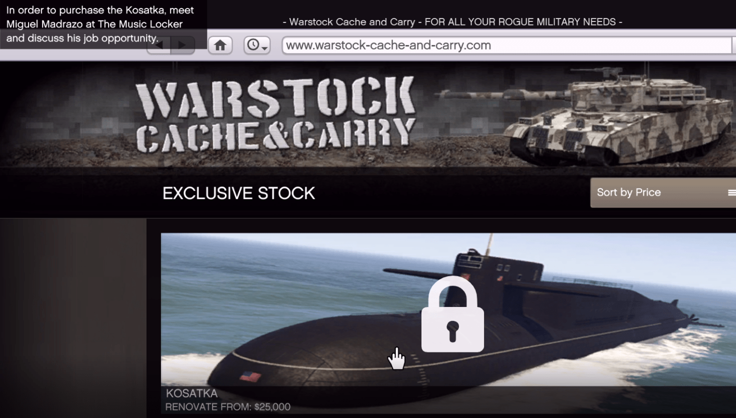 I can't add anything to the kosatka even tho I own it? (says renovate