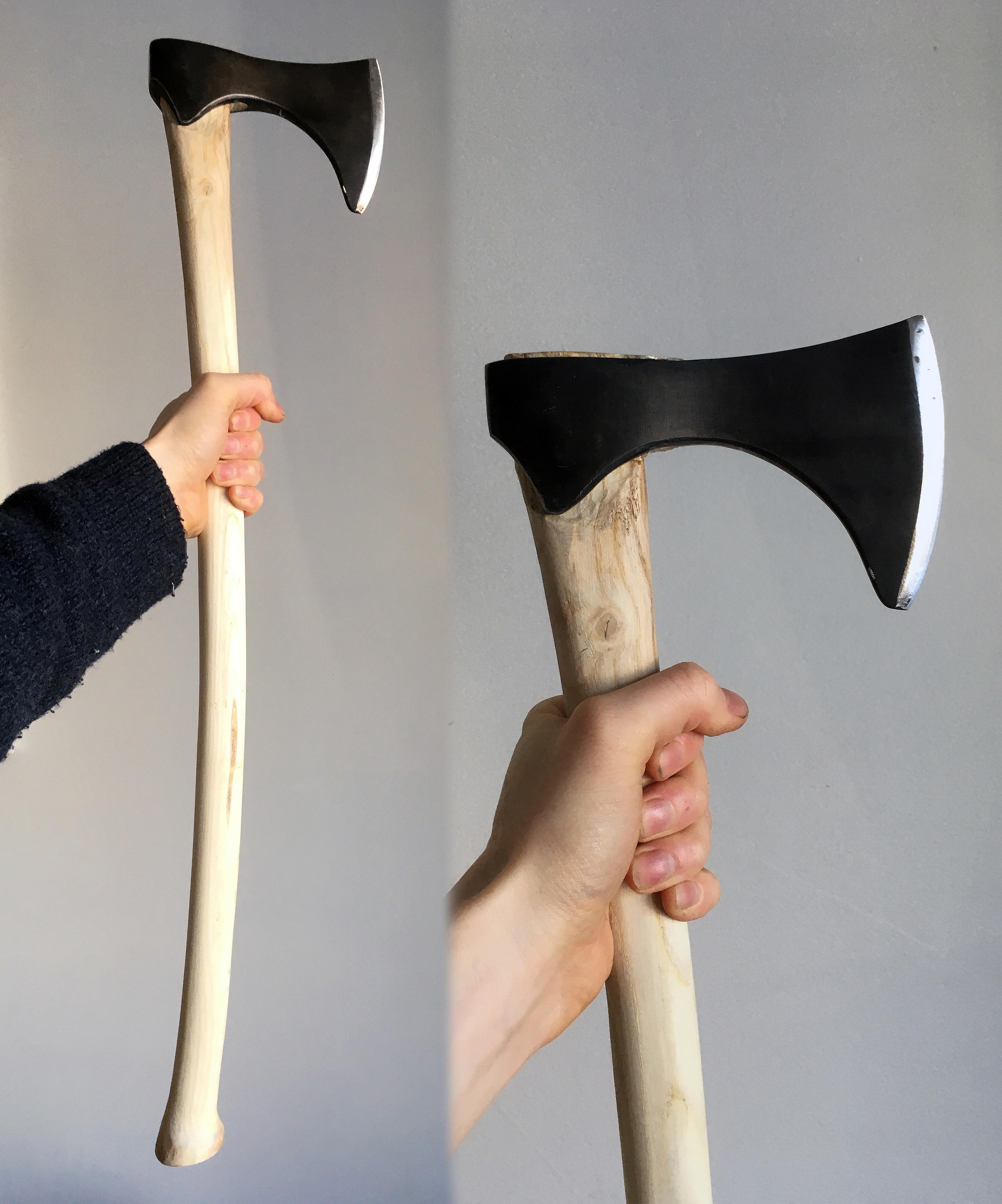 A cheap hardware store axe I ground into a 10th century style Viking
