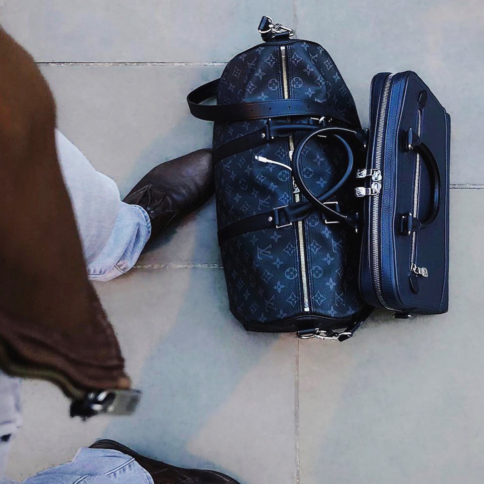 LV Keepall 45 Monogram Eclipse & Blue LV Canyon Briefcase. Perfect for