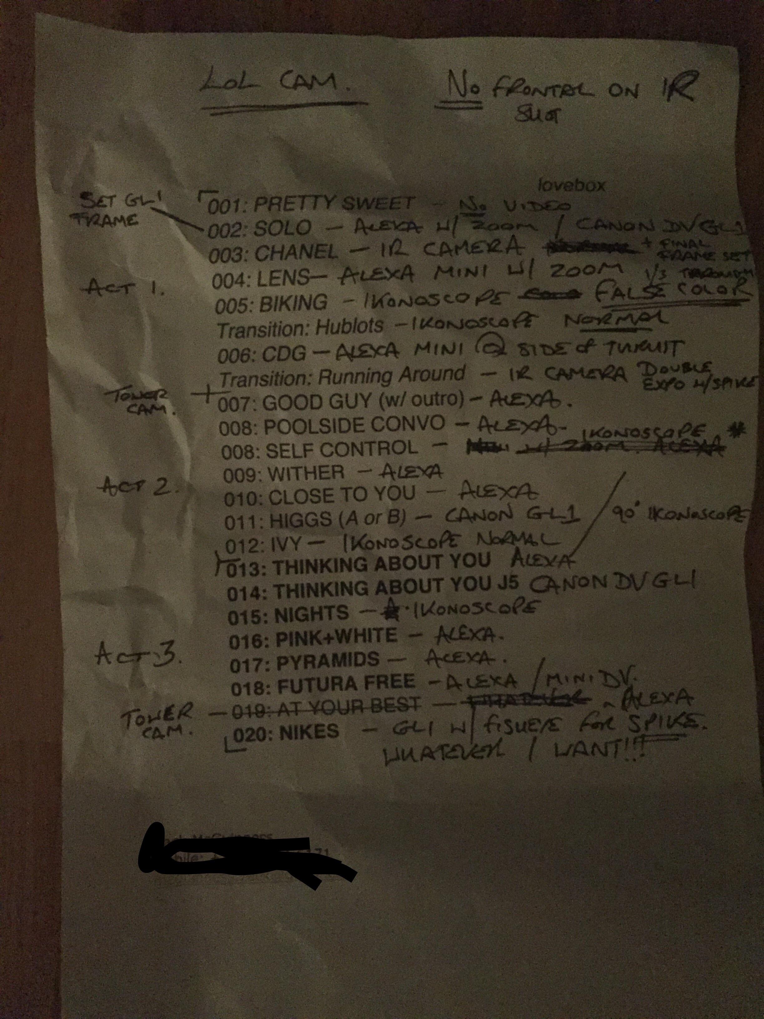 Frank Ocean Setlist
