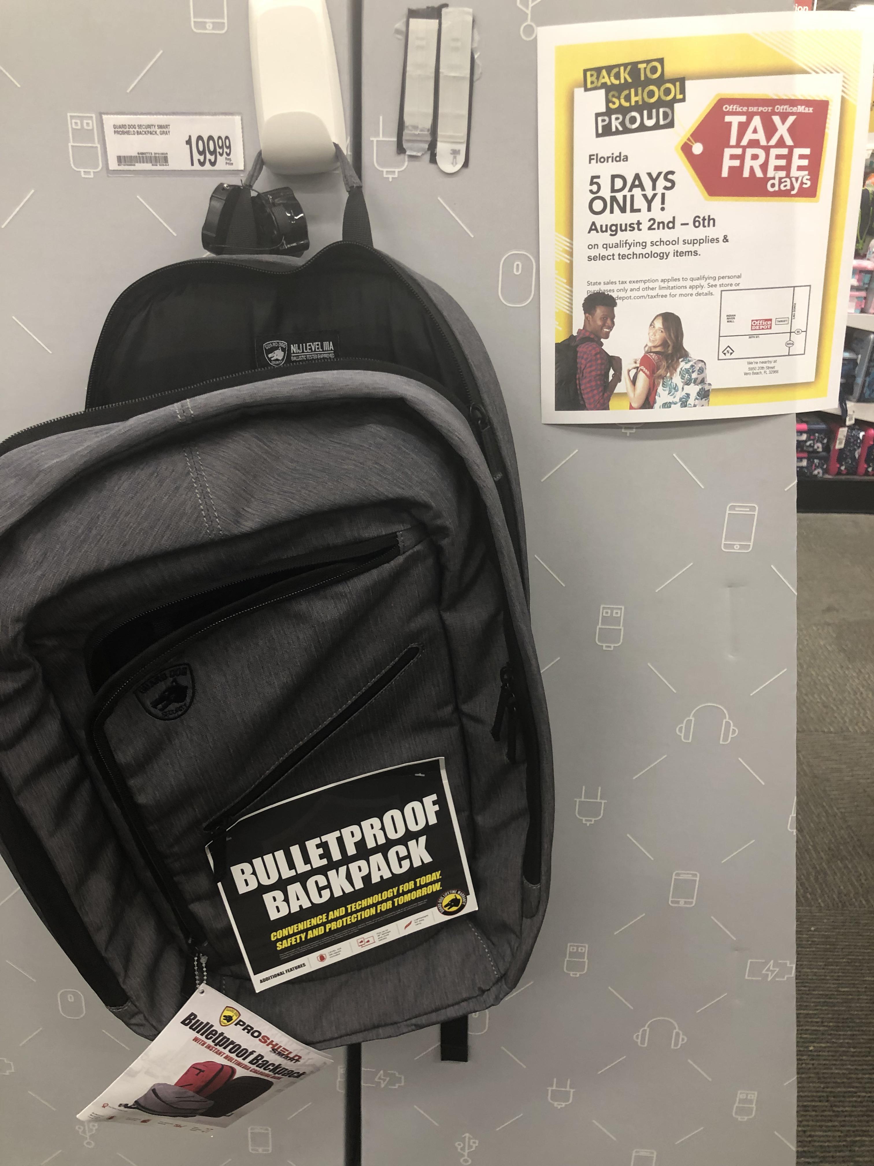 Hanging in the back to school section at the local office supply store