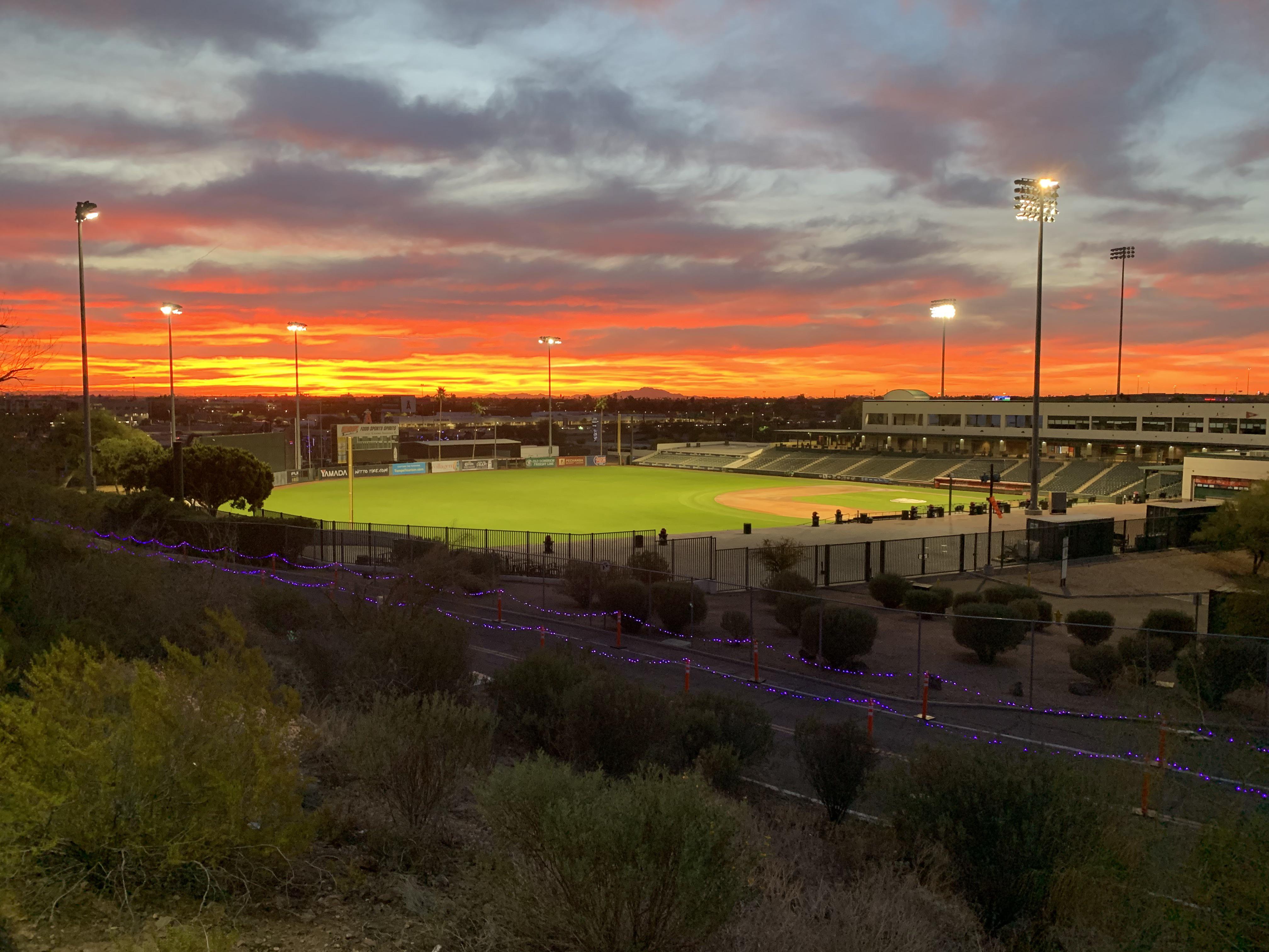 Sunrise over Angels Spring Training park Tempe Diablo Stadium this