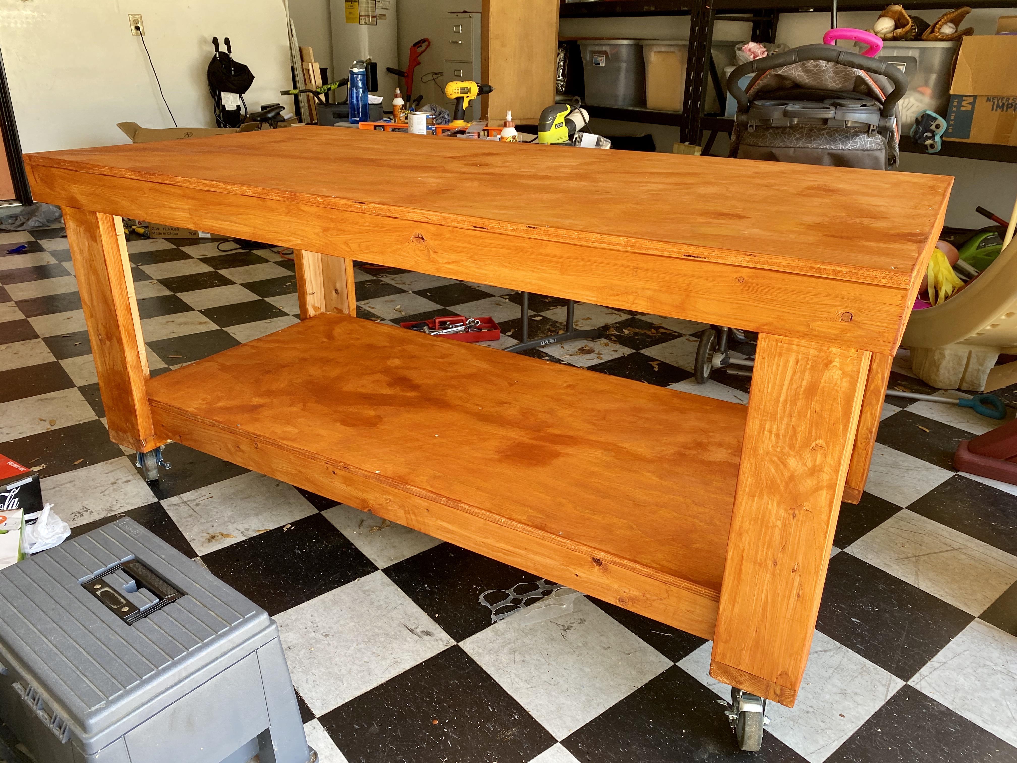 First wood working project completed mobile workbench for the garage