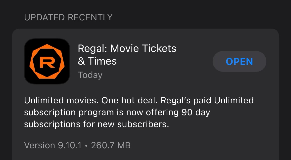 Regal Unlimited commitment now only 90 days for new subscribers r
