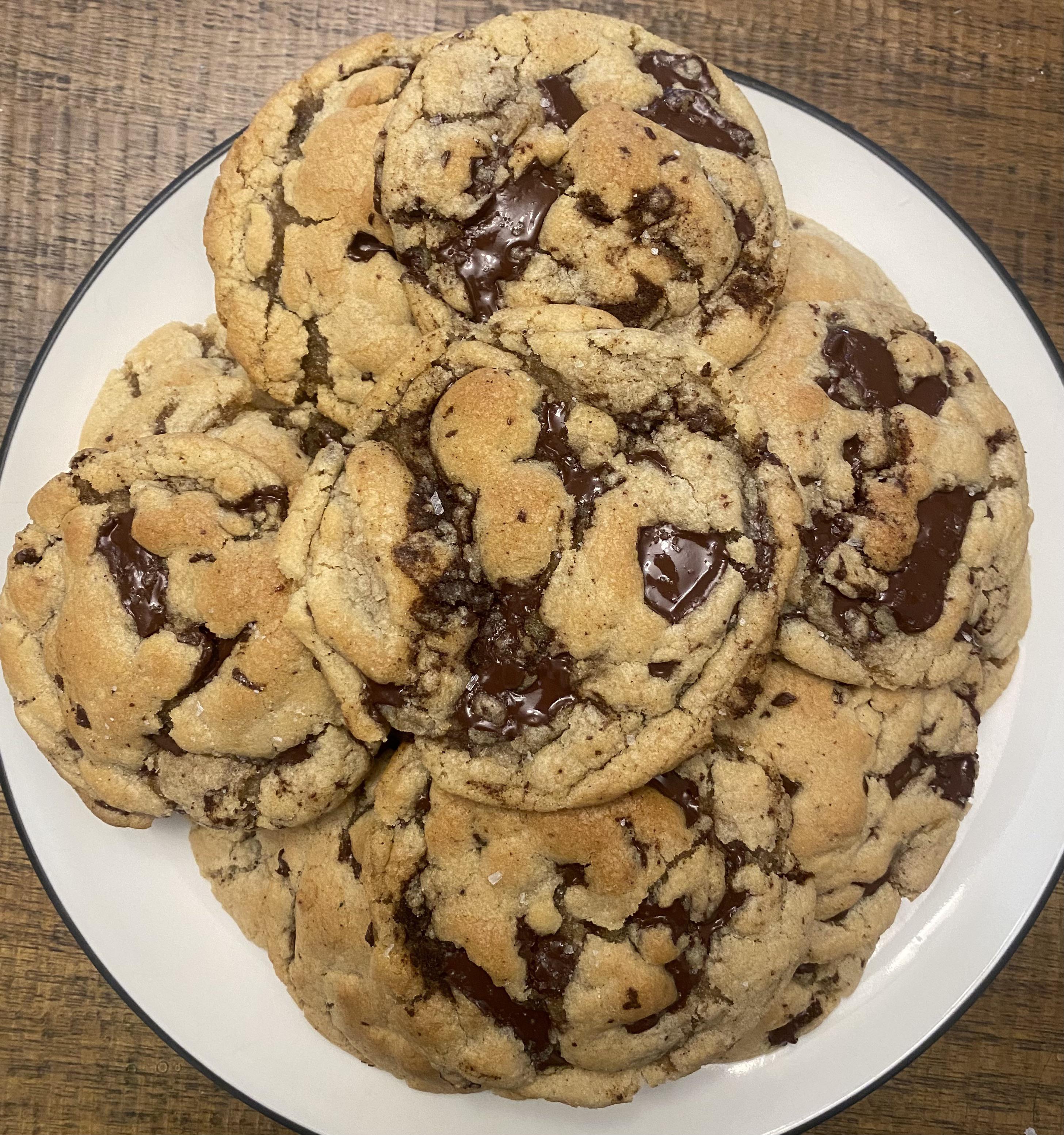 Made myself some brown butter sea salt chocolate chip cookies this