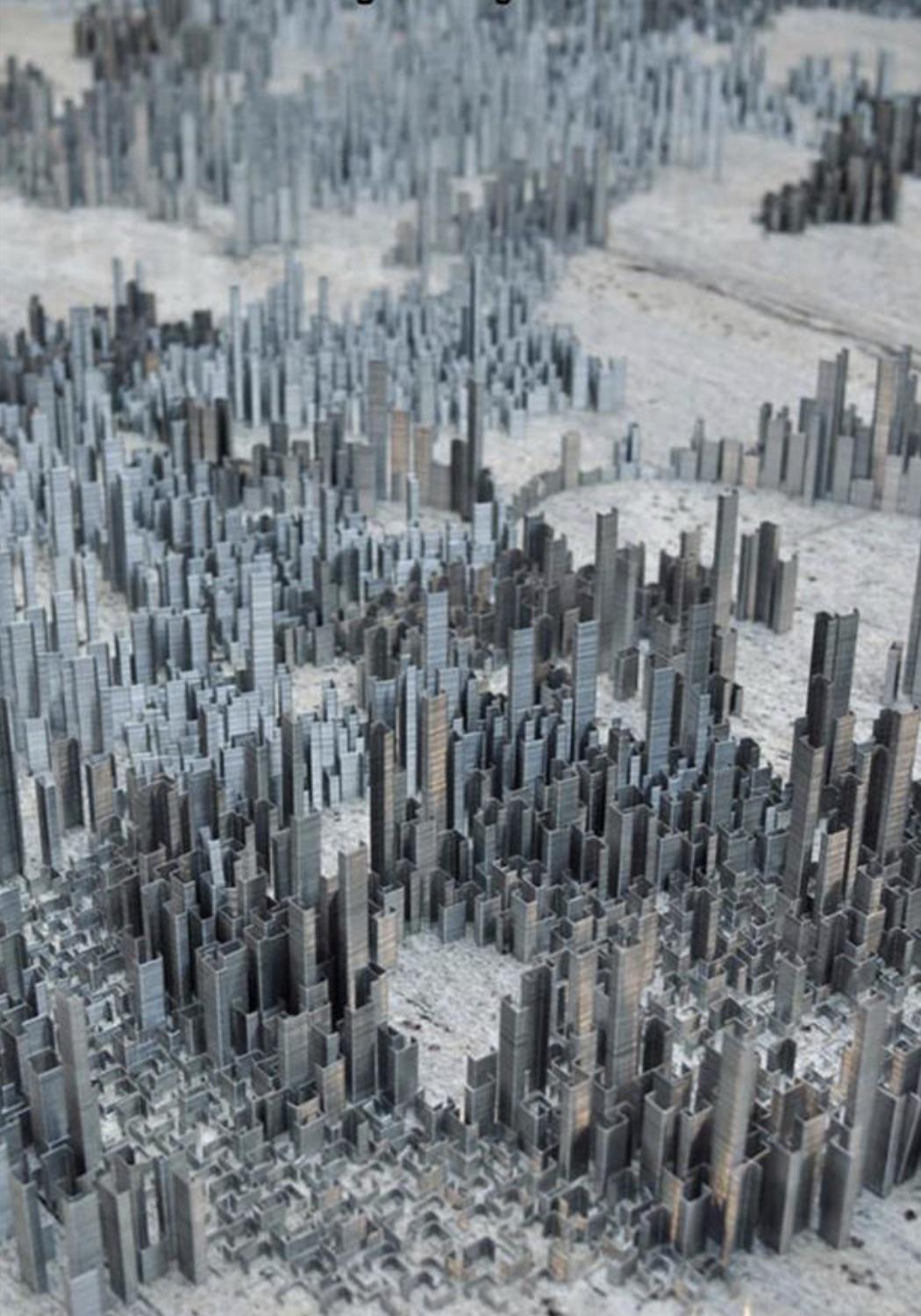 Cityscape made entirely out of staples. r/woahdude