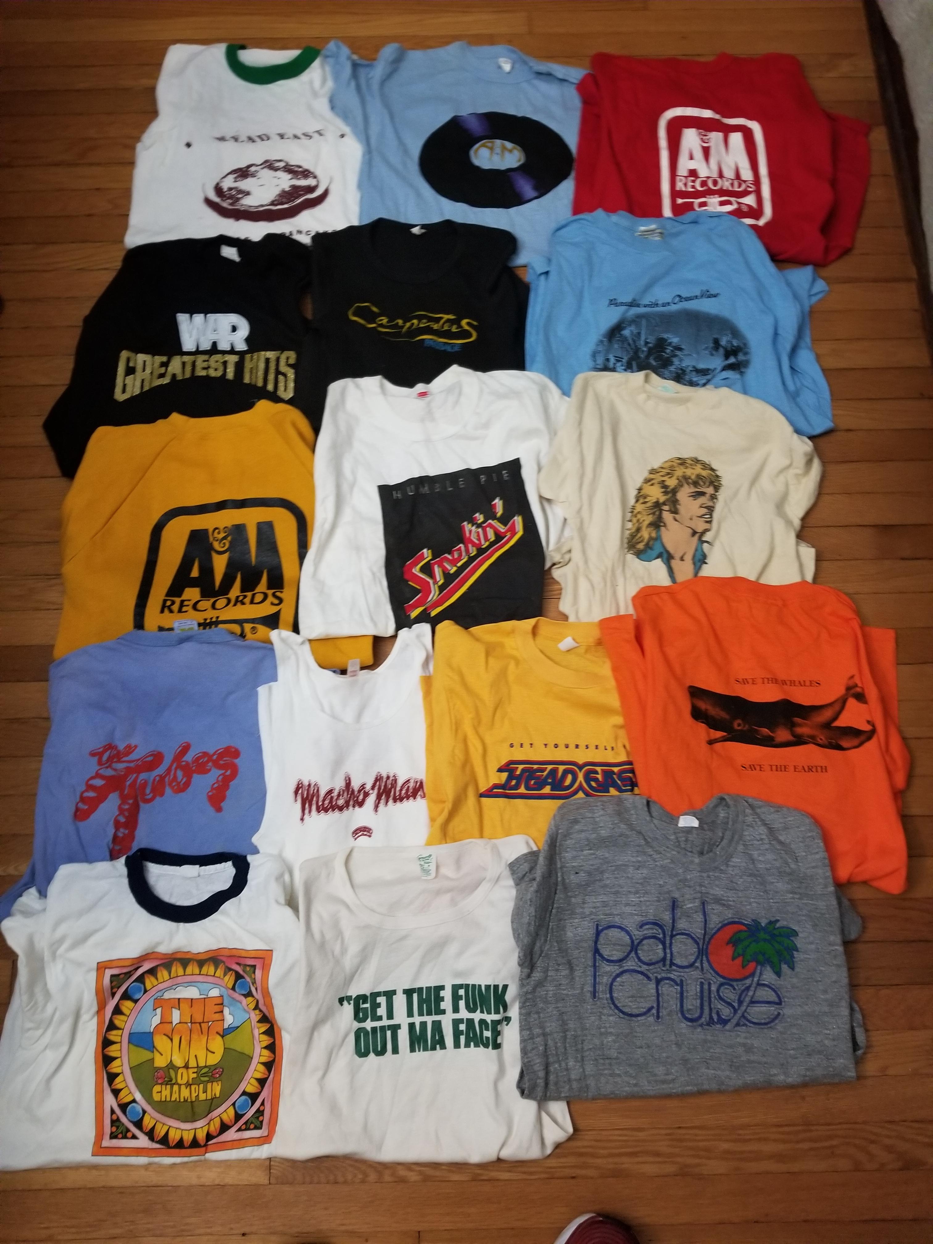 Very nice haul of vintage 70s and 80s band tshirts. I picked these up