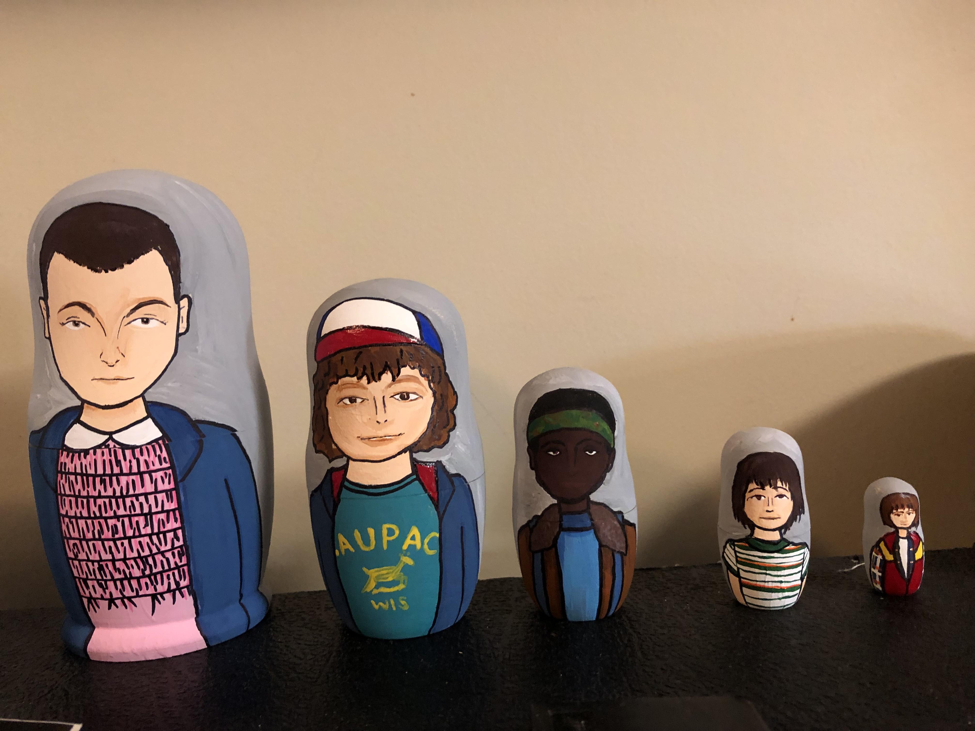 My girlfriend made me a Stranger Thing nesting doll for my stocking