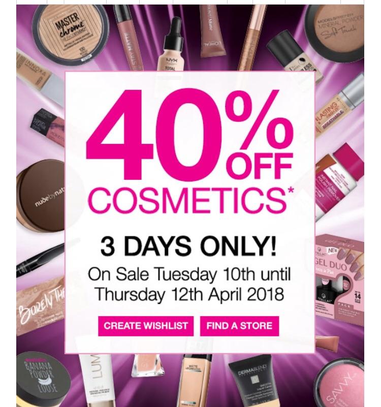 Priceline 40 off cosmetics sale Tues 10/04 to Thurs 12/04 r