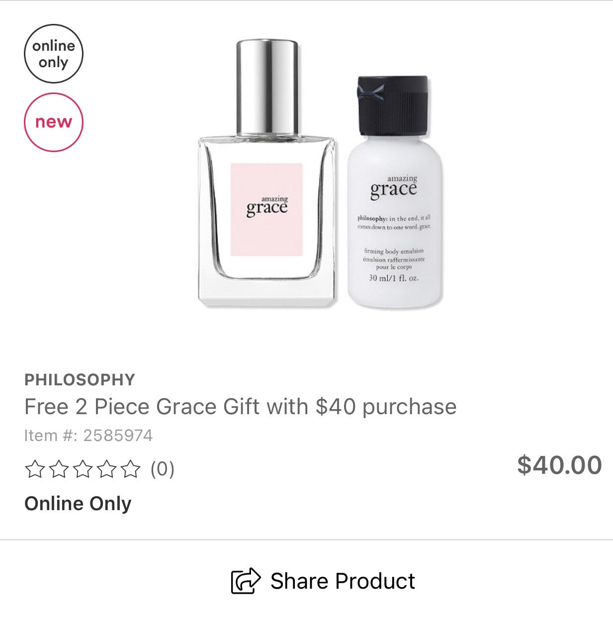ULTA Philosophy Free 2 Piece Grace Gift with 40 purchase. r/MUAontheCheap