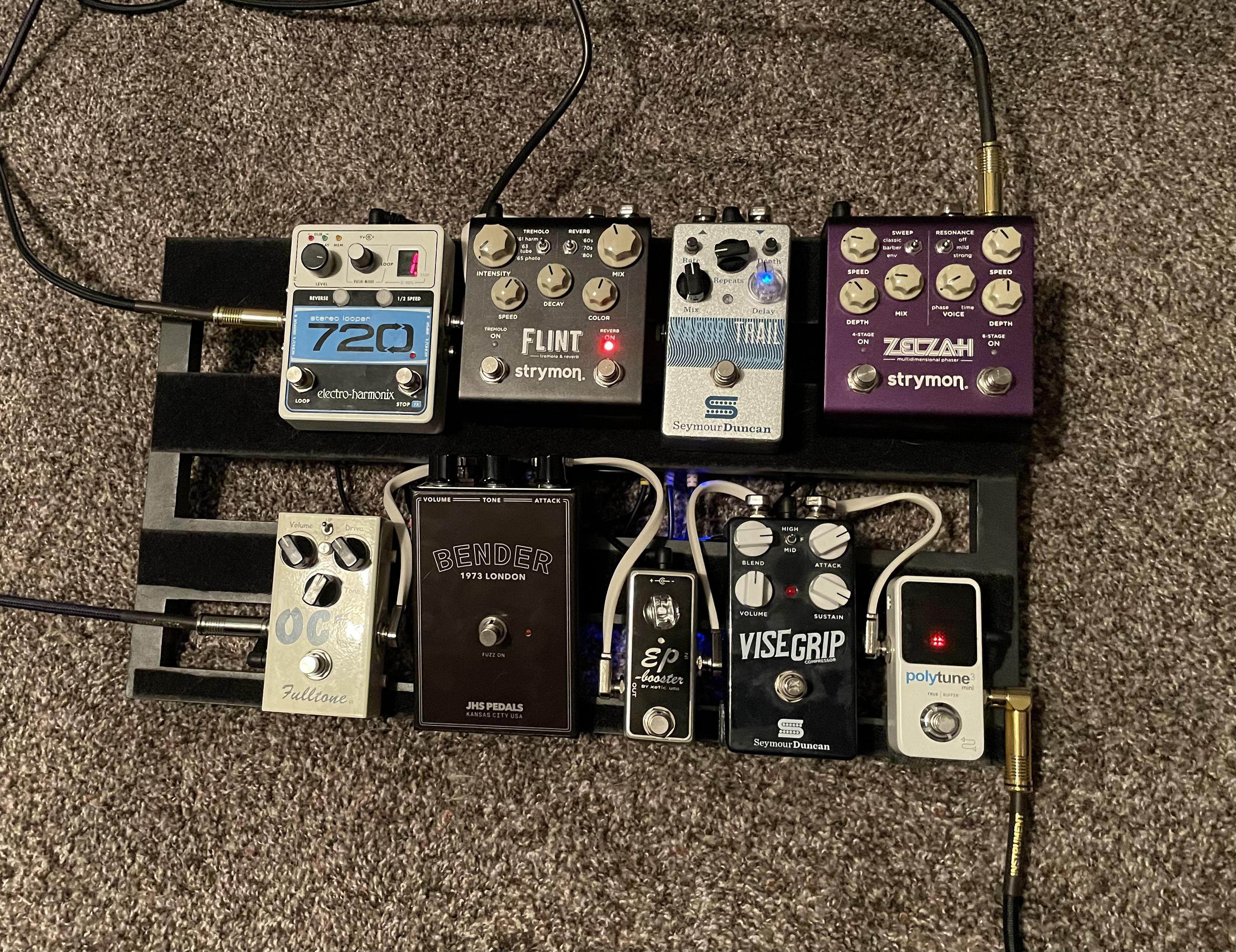 New pedals added, board rearranged for effects loop. guitarpedals