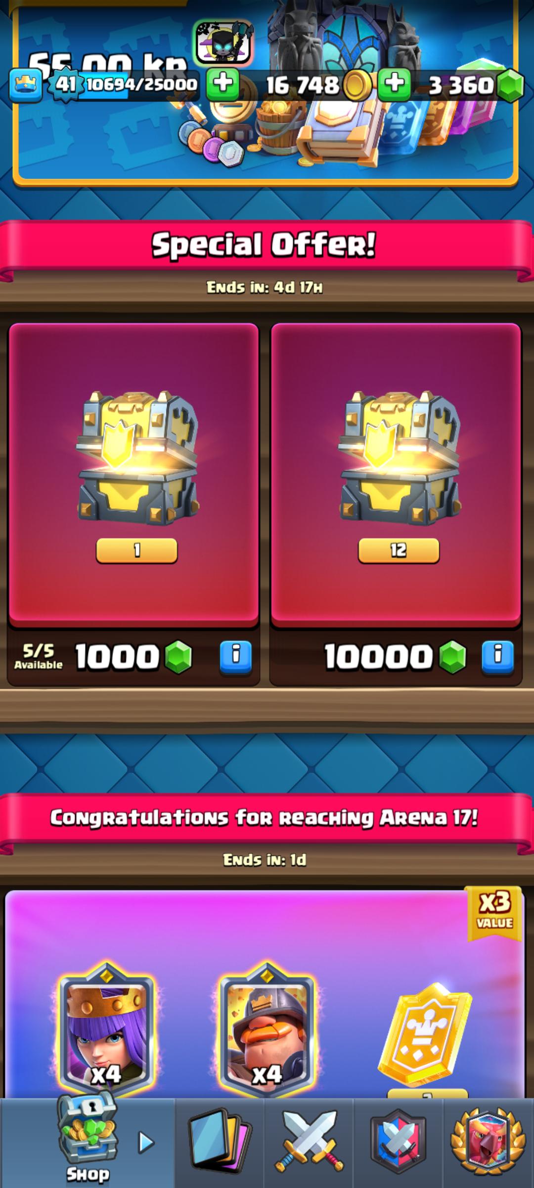 Is it possible to get a champion as king tower lvl 13 from the Royal