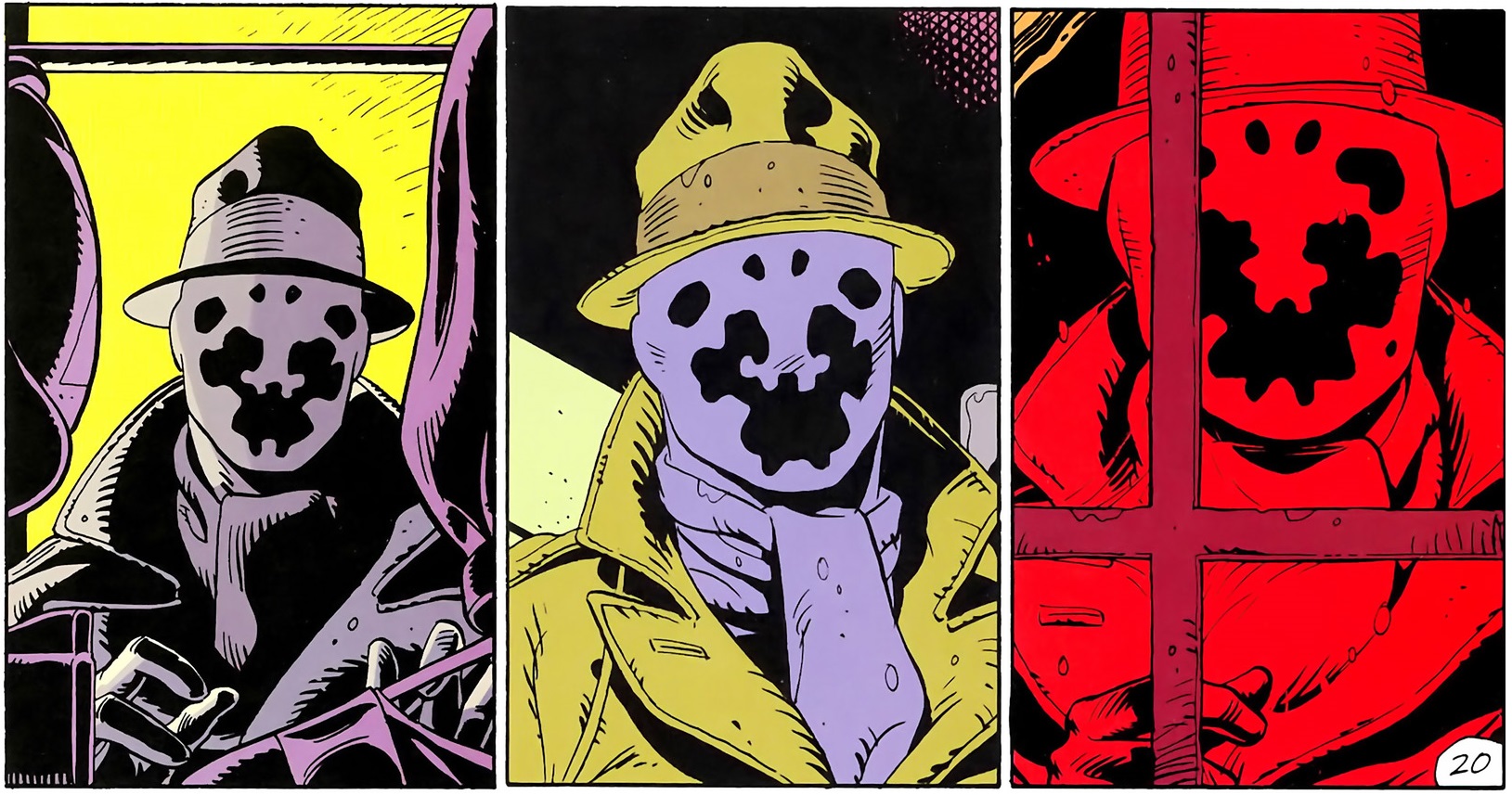In Watchmen, Rorschach's face is different in every panel because the