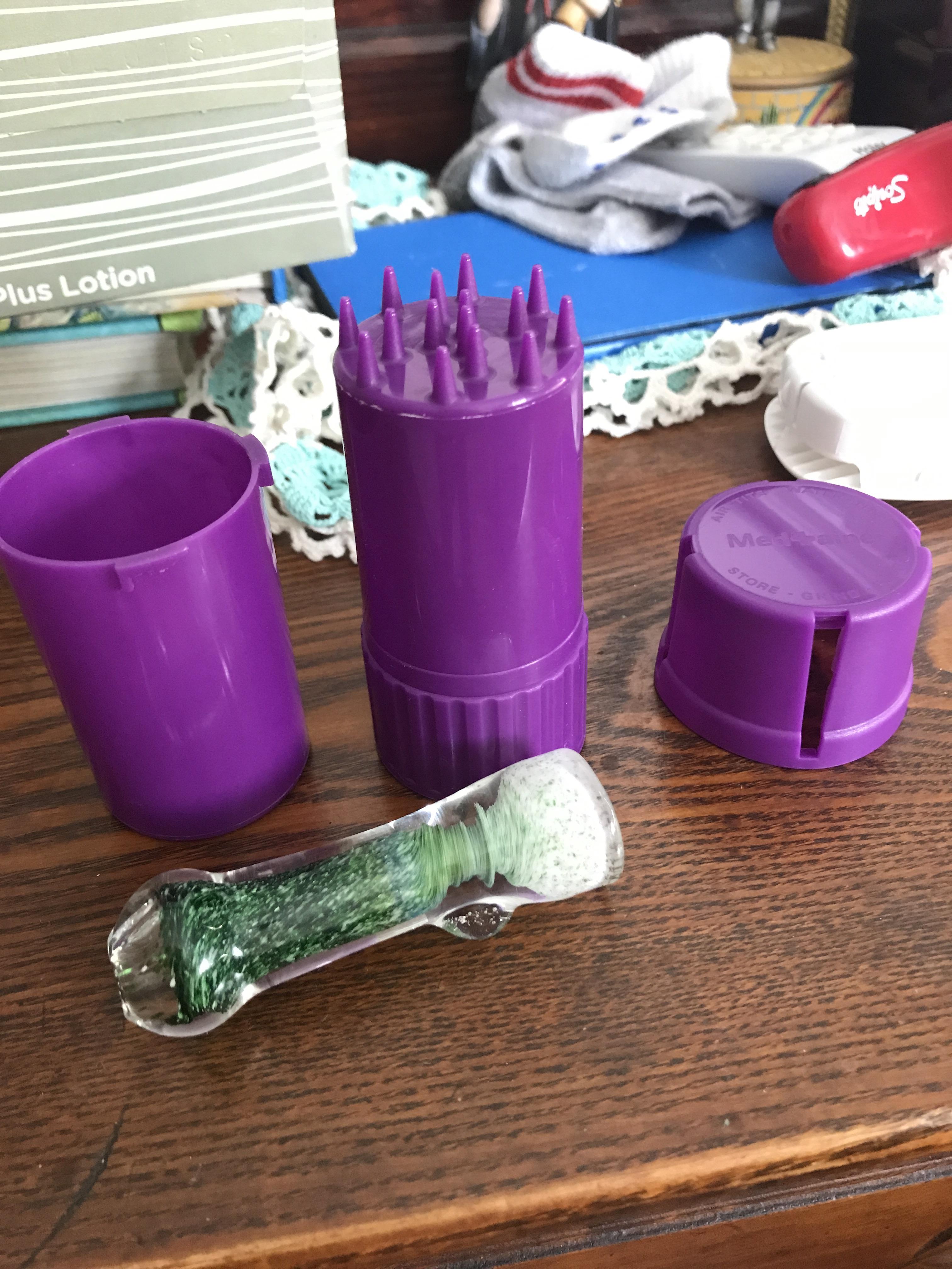 Cute new one hitter and discreet travel grinder. r/trees