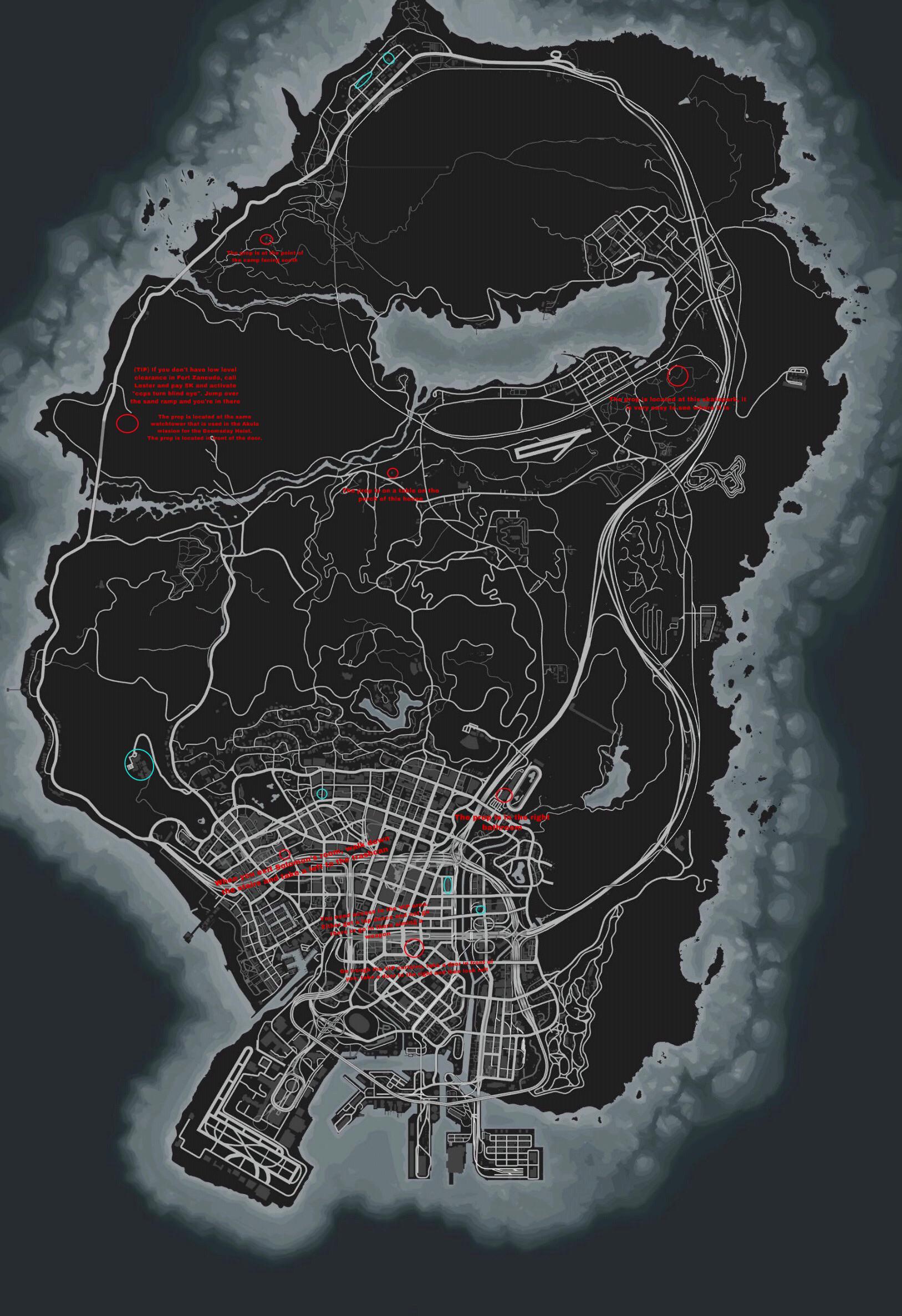I have made my own map of all the prop locations. Red = the normal