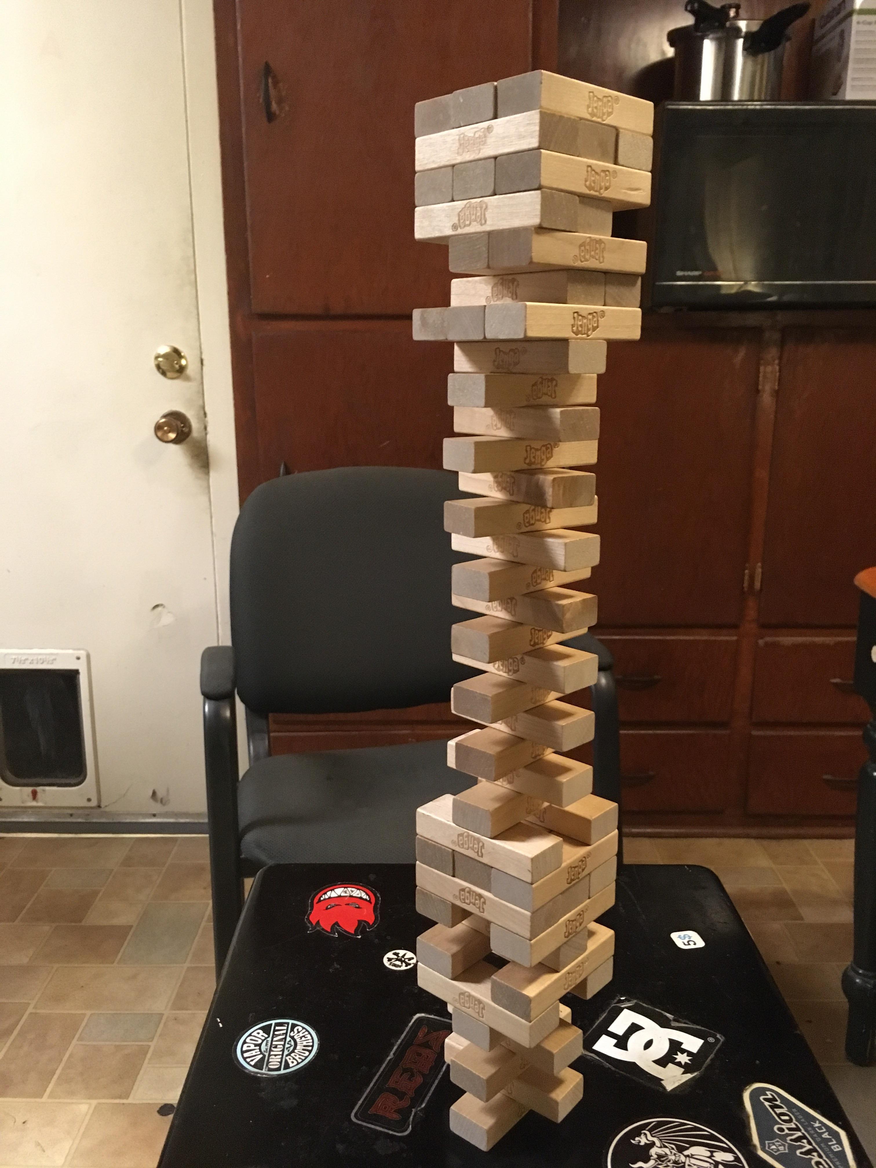 Very proud of the Jenga game me and my roommates just finished. r/pics