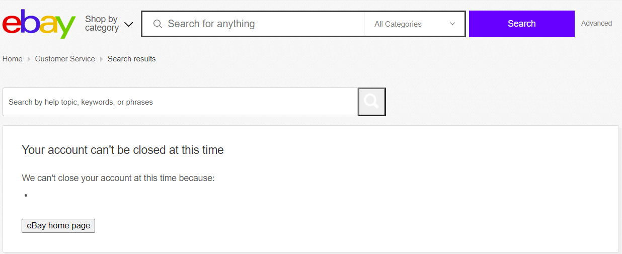 Ebay won't let me close my account, but at least they gave me an