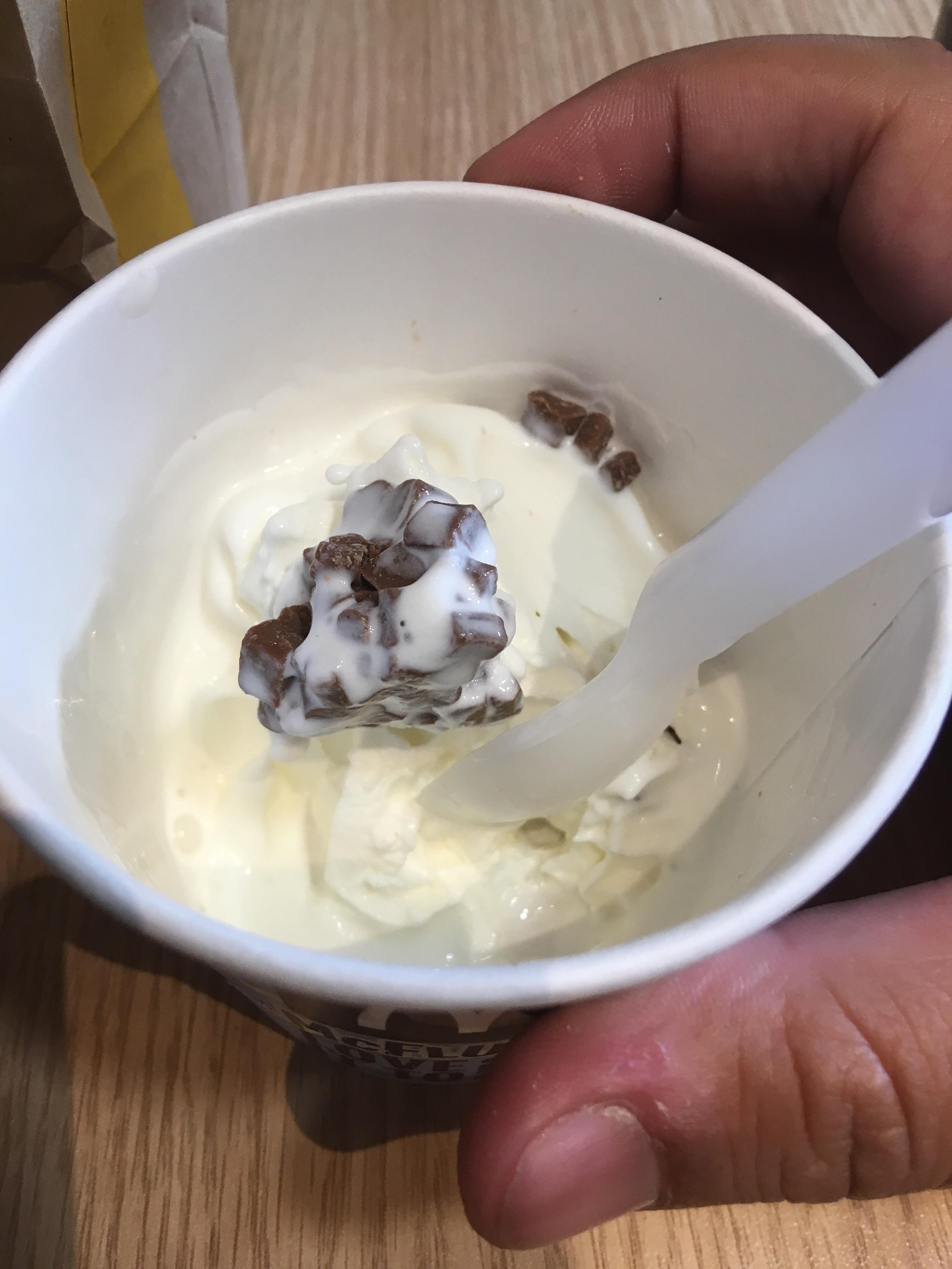 My McFlurry has a fused lump of Dairy Milk. r/mildlyinteresting