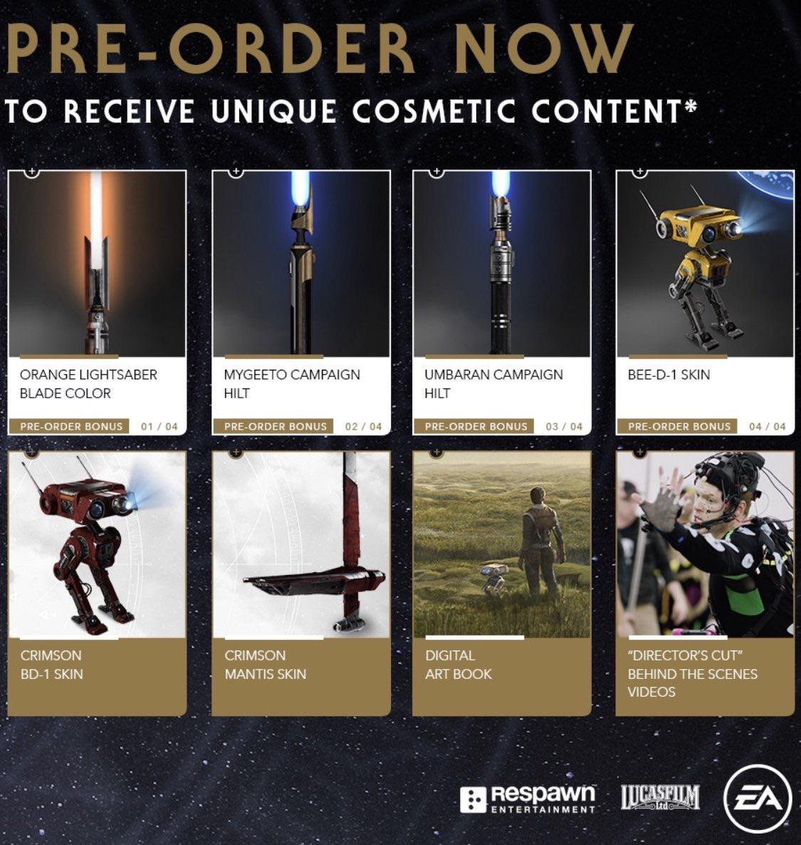 Preorder bonuses (via Amazon) feature references to Mygeeto and Umbara r/FallenOrder