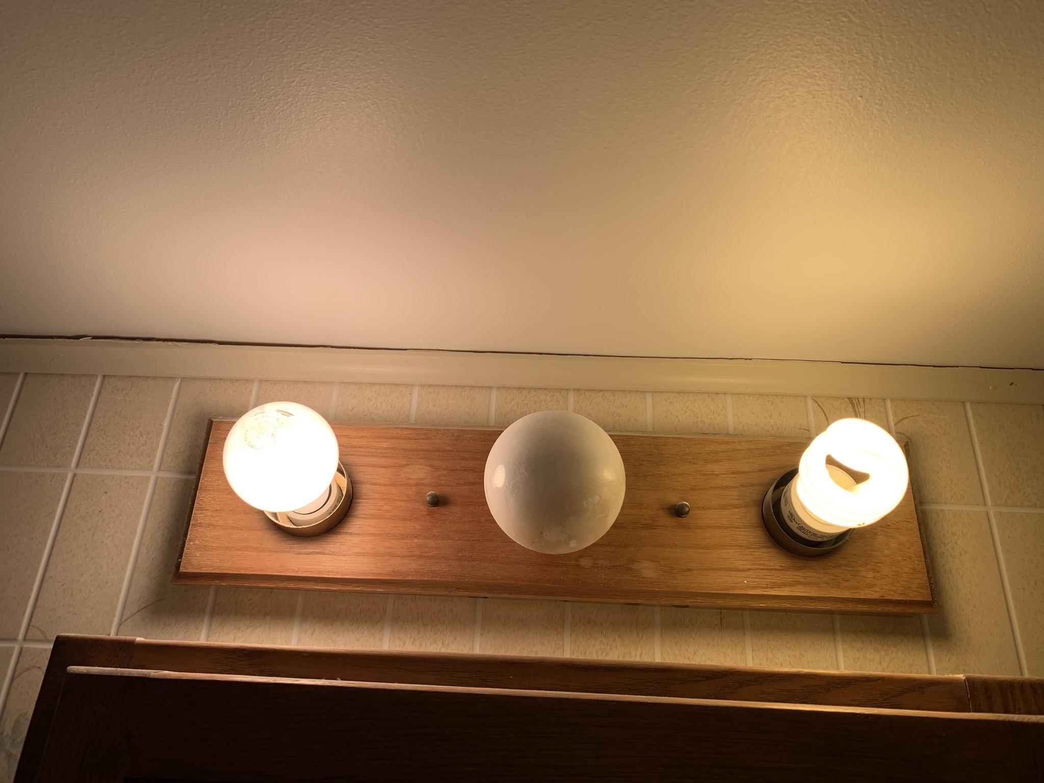 The lights in my cousin’s bathroom give me a headache (also one light