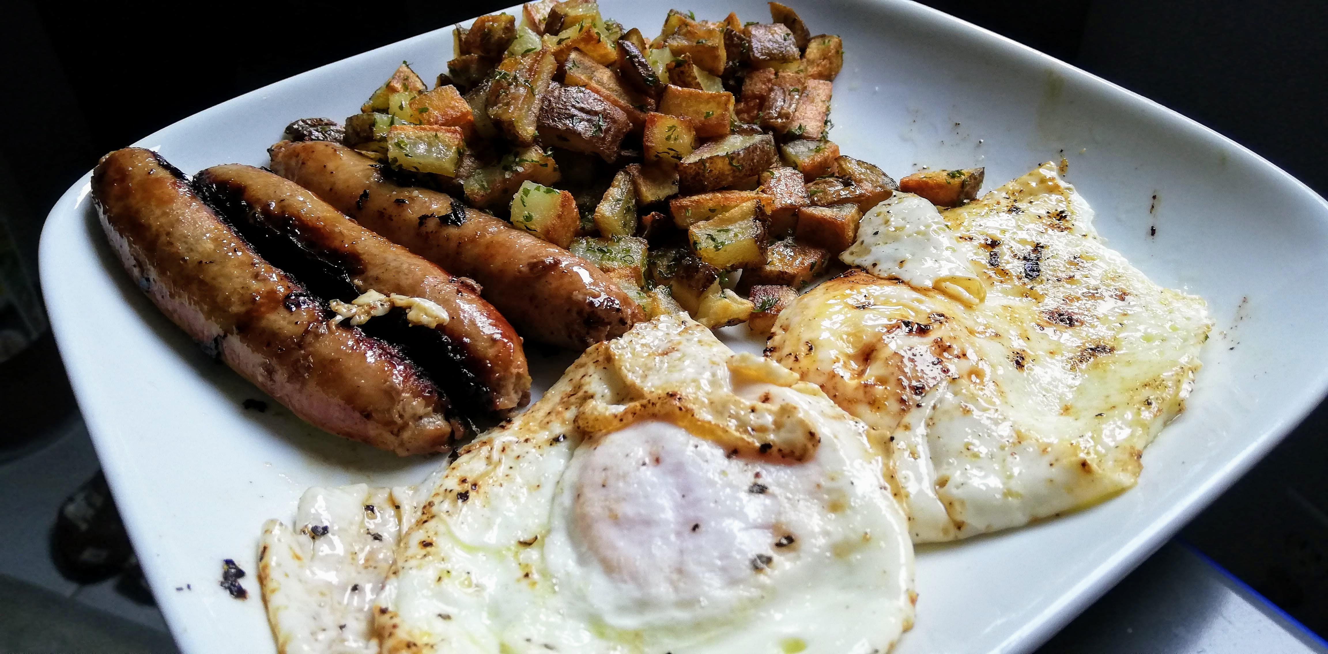 Diner Style Basic Breakfast (Pork Sausage, Medium Fried Eggs