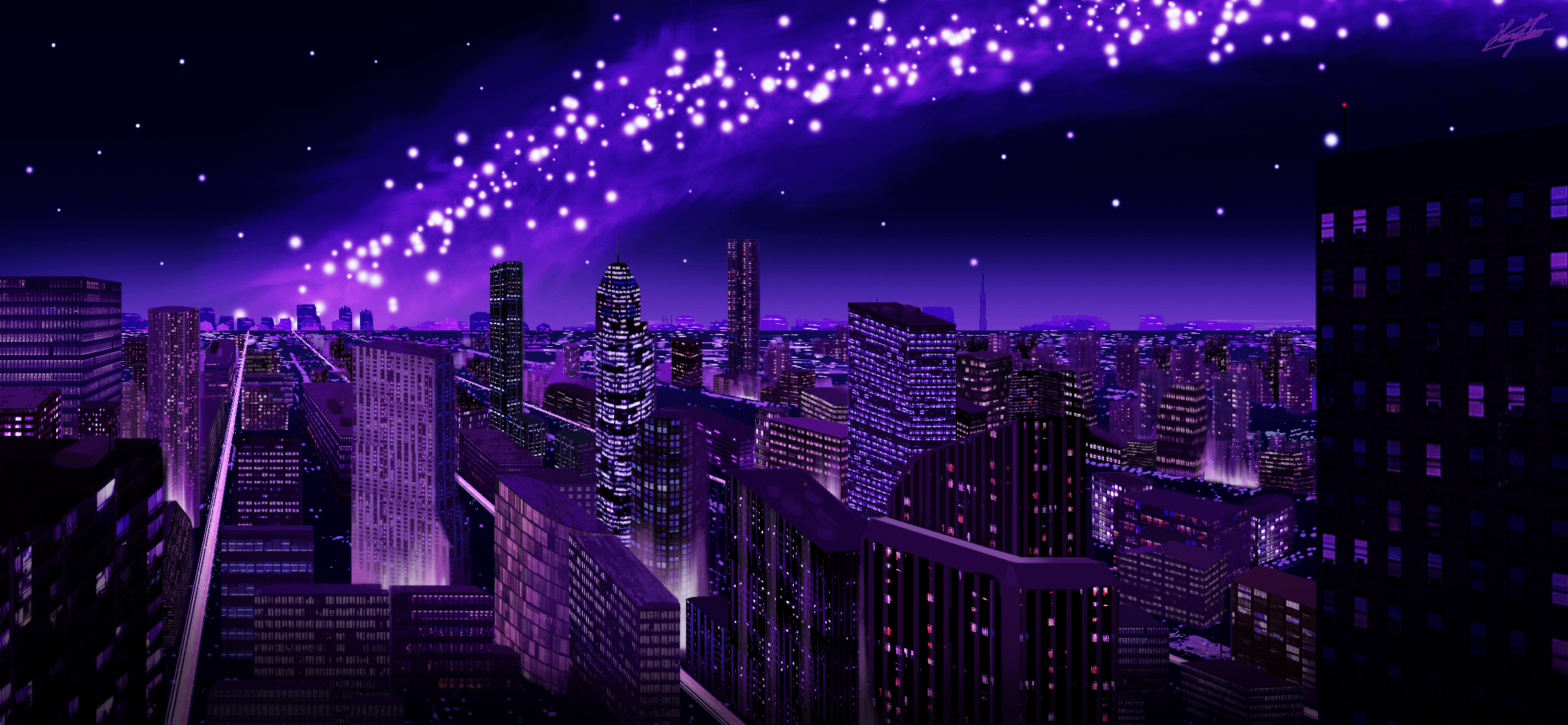 A City of Purple, by me r/ImaginaryCityscapes