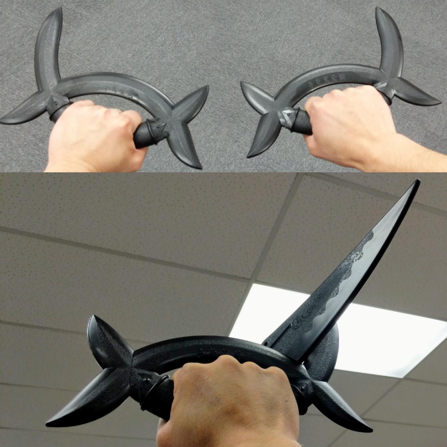 Practising blocks with my crescent moon knives. r/kungfu