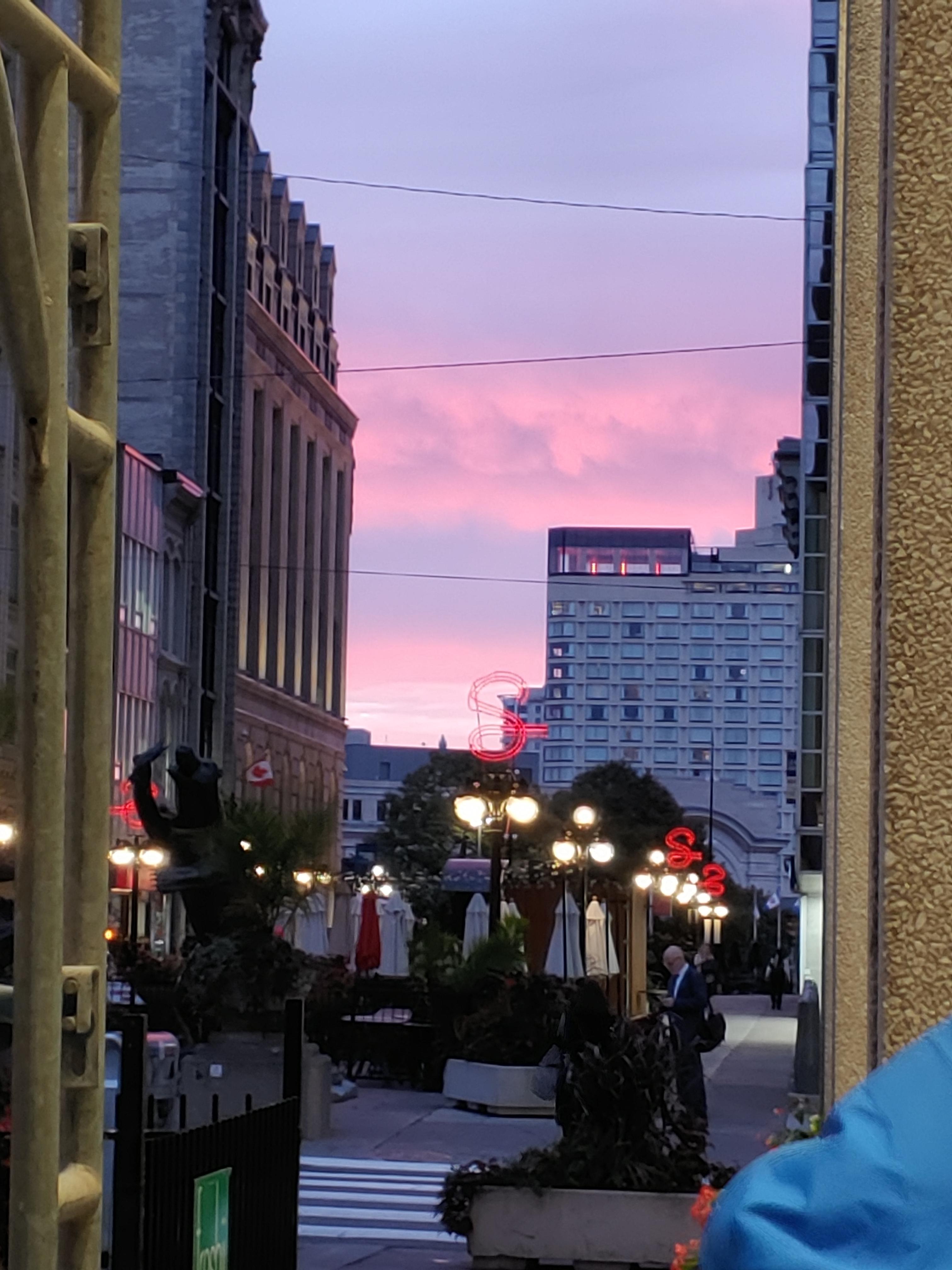 Beautiful Thursday sunrise on Sparks. Have a good day Ottawa! r/ottawa