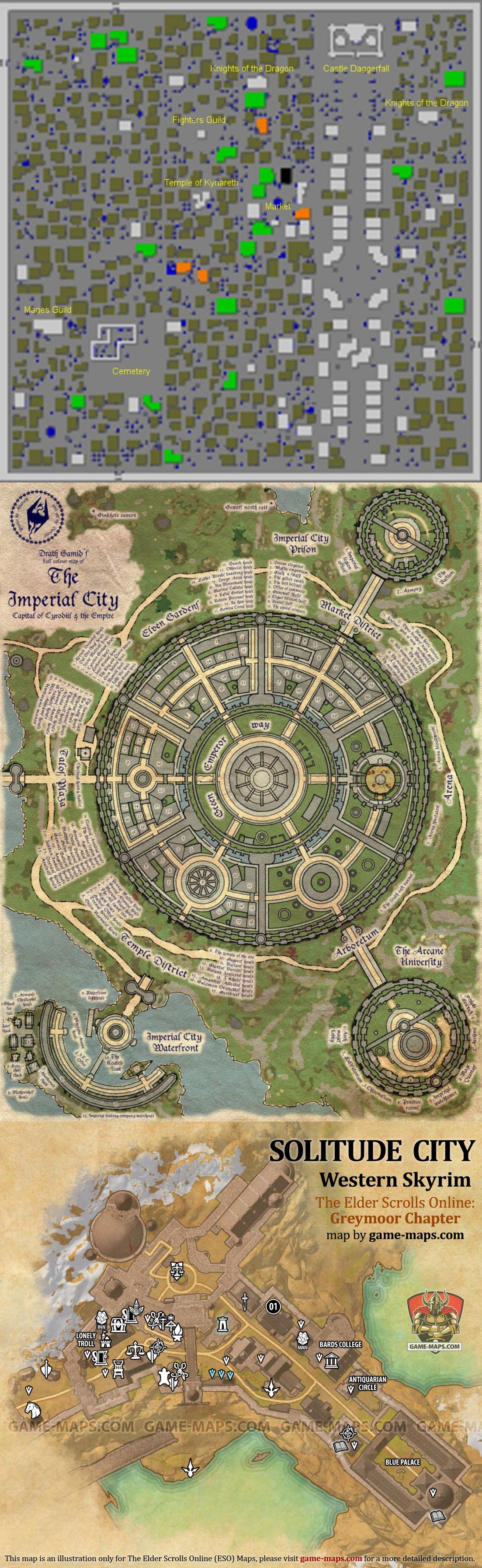 Cities population Daggerfall City2000, Inperial City194, Solitude62