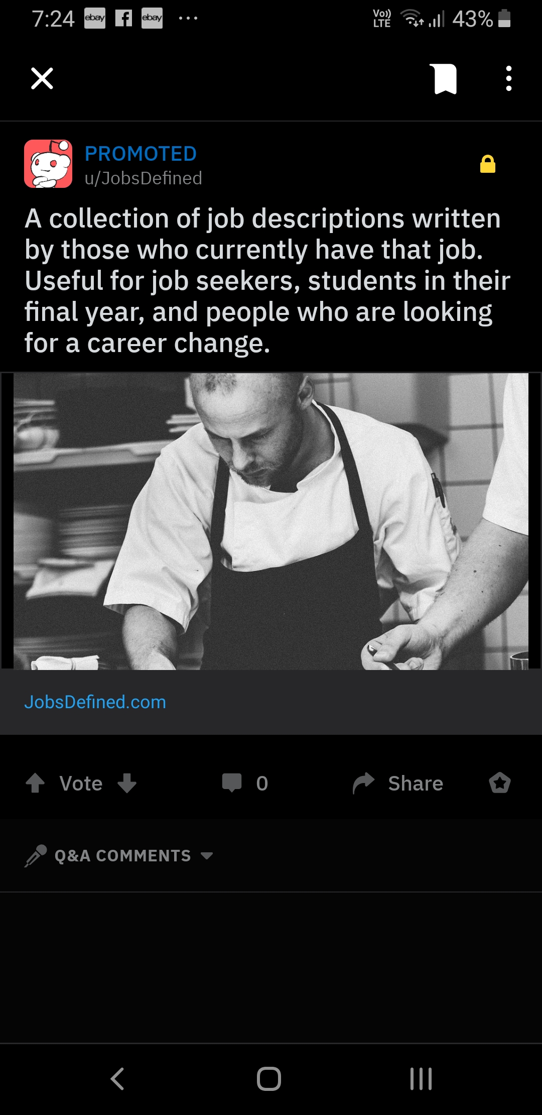 Is this Calombaris being used on a Reddit ad for a jobs website