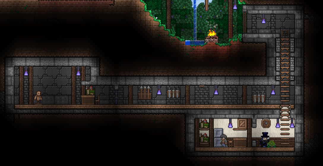 A little shooting range I built for the Arms Dealer r/Terraria